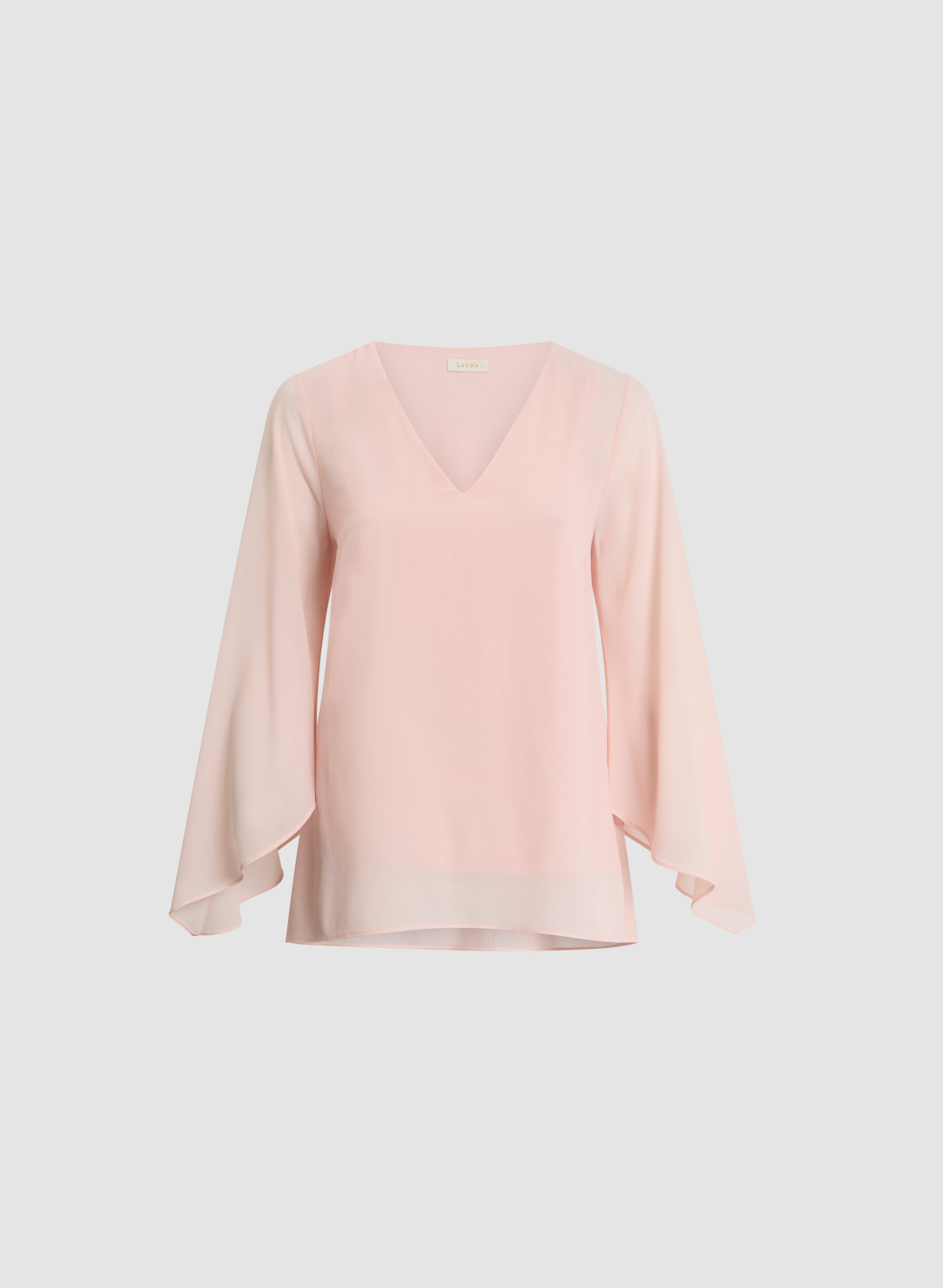 Elegant Flared Sleeve Chiffon Blouse for Women - Trendy Flowy Top for Office, Party & Date Night Outfits