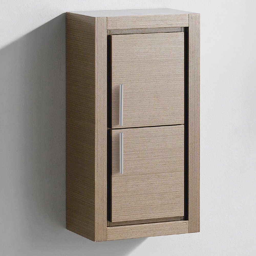 Fresca Bath 2-Door Gray Oak Bathroom Linen Storage Cabinet - Organize Towels & Toiletries for Small Space Bathrooms