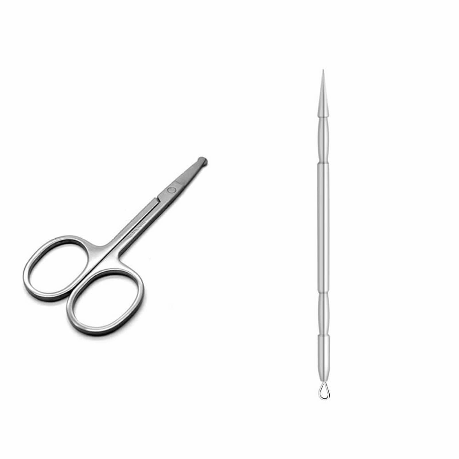 YSUUZRL 2-Piece Professional Nose Hair Scissors & Comedone Extractor Kit - Whitehead & Blackhead Removal Tools for Acne Treatment, Facial Cleansing & Beauty Salon Use - Perfect for Deep Skin Cleaning & Pimple Extraction at Home