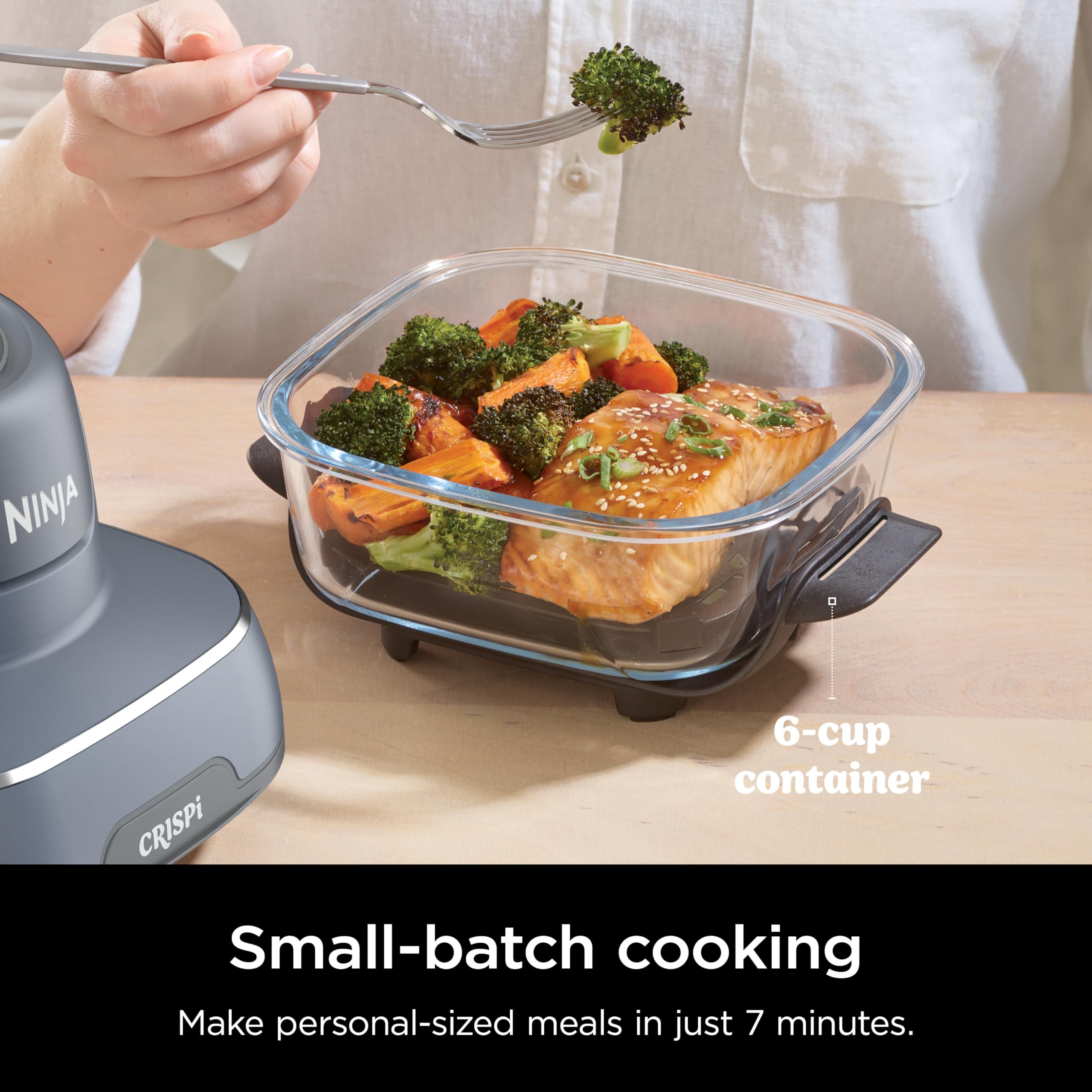 Ninja Crispi 4-in-1 Portable Glass Air Fryer Cooking System - 4QT & 6 Cup Glass Containers with Storage Lids - Easy Meals, Microwave, Freezer & Dishwasher Safe - Air Fry, Bake, Roast & Reheat - Perfect for Small Kitchens, Dorms, RVs & Quick Healthy Meals