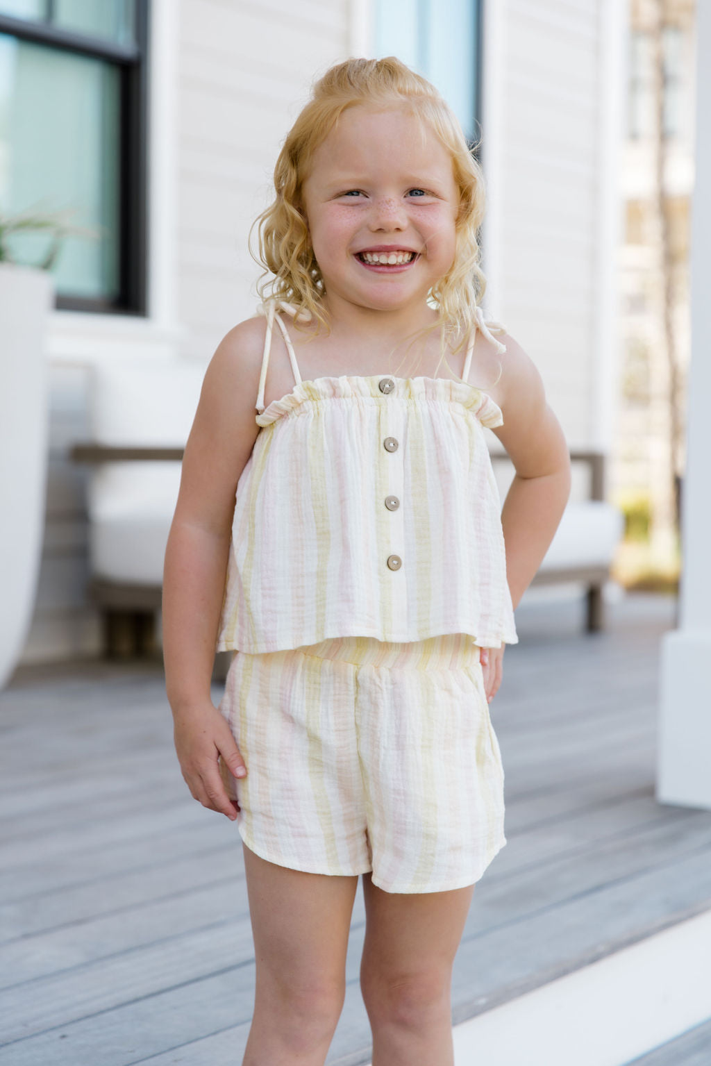 Kids' Striped Gauze Printed Postcard Set - Soft & Comfortable Outfit for Boys & Girls - Perfect for Playdates, School, and Family Photos