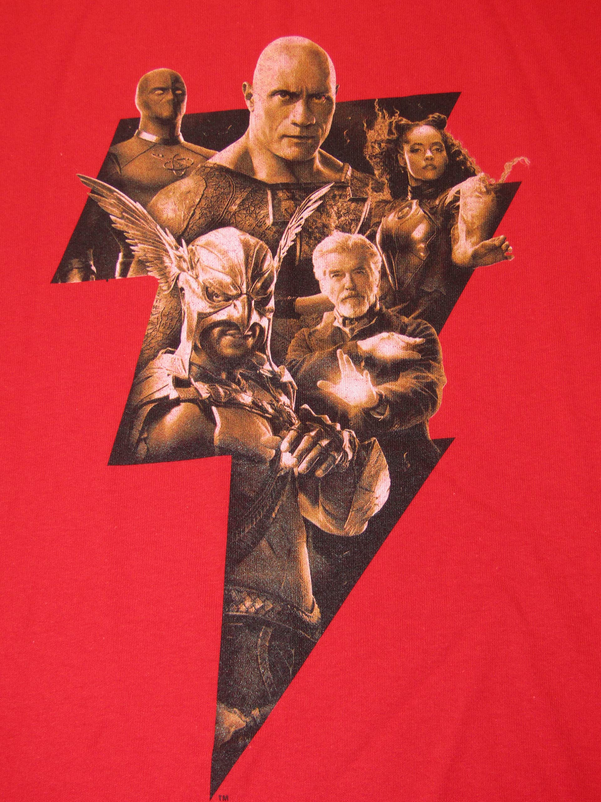 Bioworld Black Adam Movie Character Youth Boys Red T-Shirt with Lightning Bolt Design - Perfect for Halloween Costumes, Movie Themed Parties & Superhero Fans