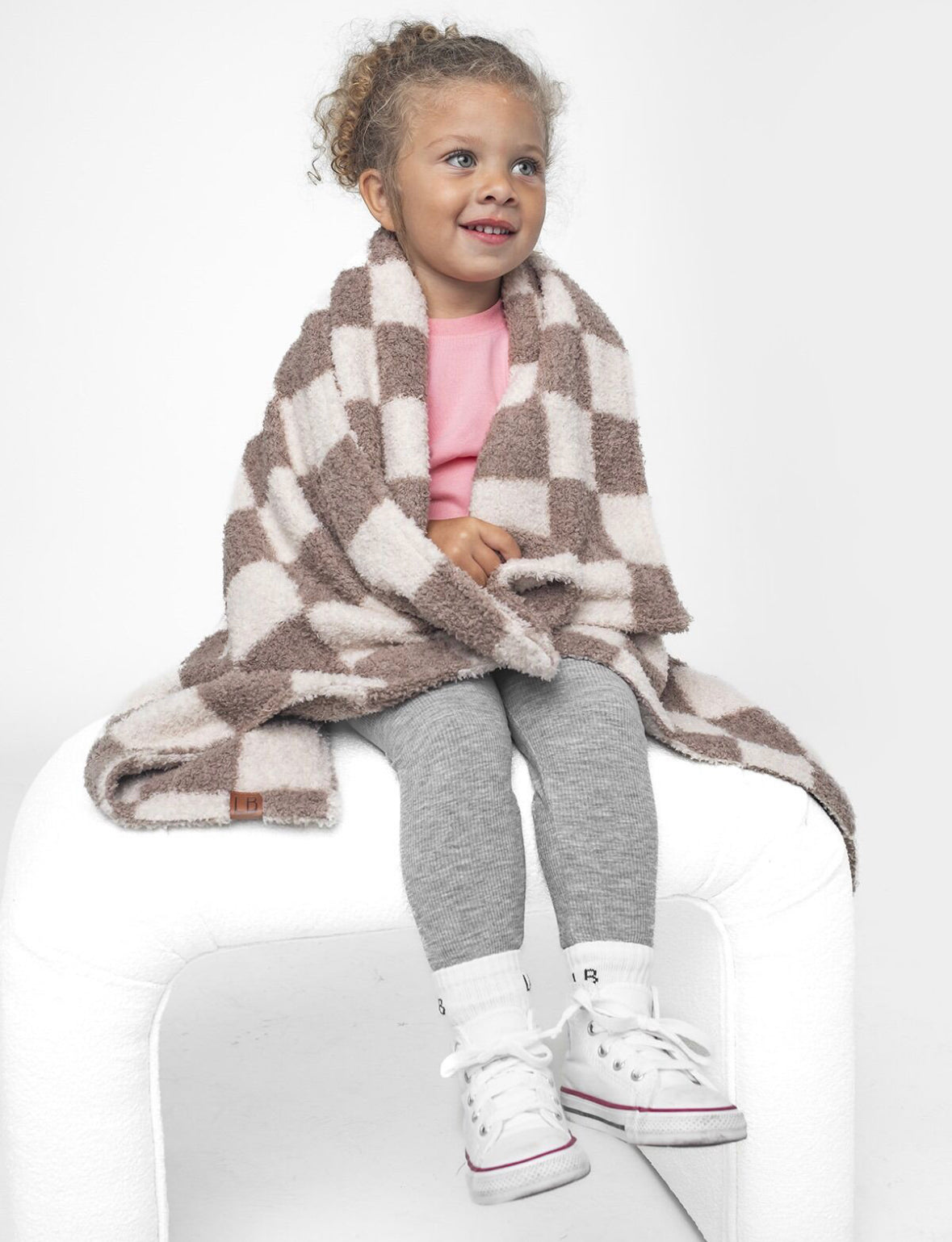 Soft Fluffy Plush Blanket with Mushroom Check Pattern - Cozy Warm Throw for Bed, Couch & Outdoor Use