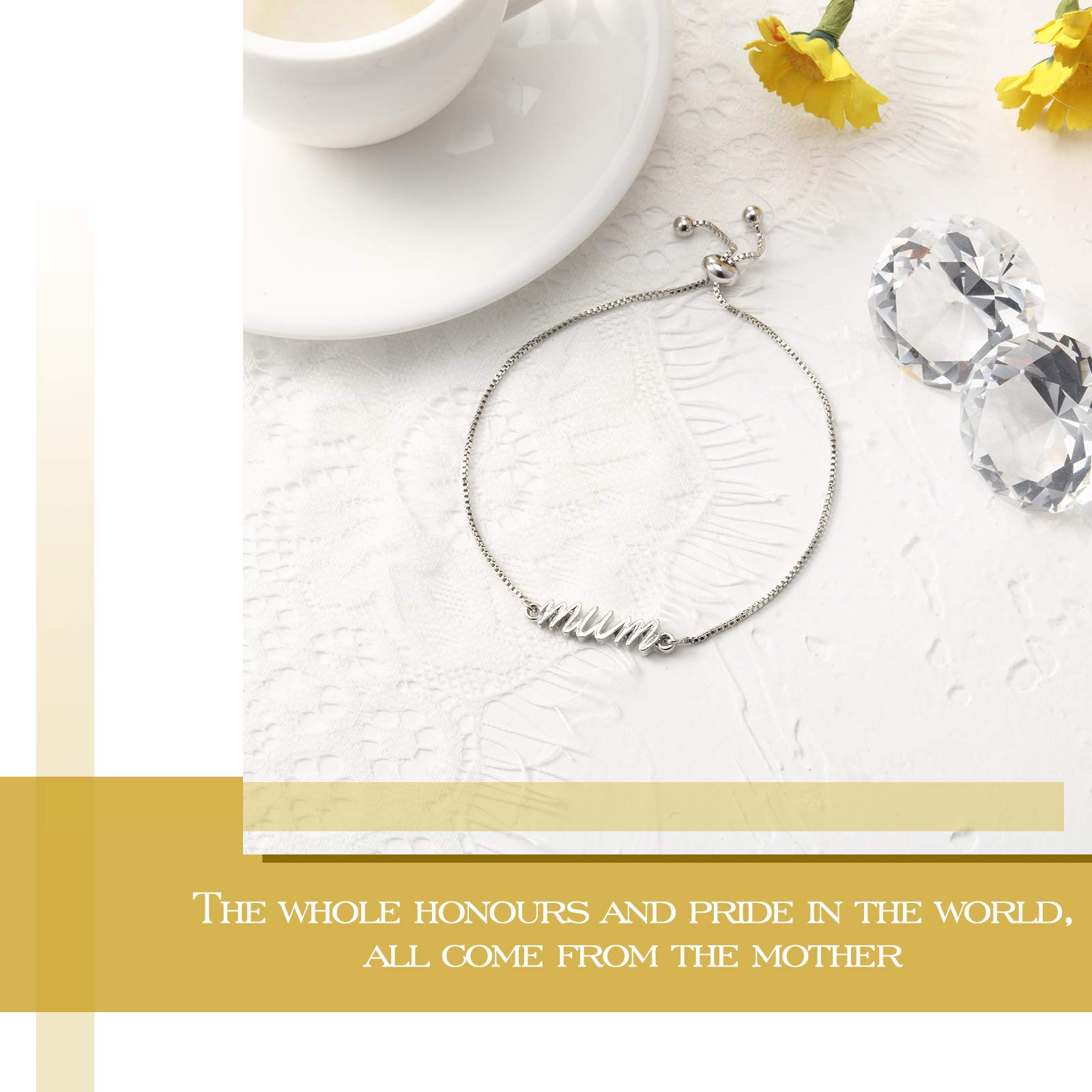 Yaomiao Adjustable Silver Charm Bracelet for Women - Perfect Mother's Day Gift, Birthday Present for Mom, Wife & Ladies | Elegant Jewelry for Daily Wear, Special Occasions & Gift Giving