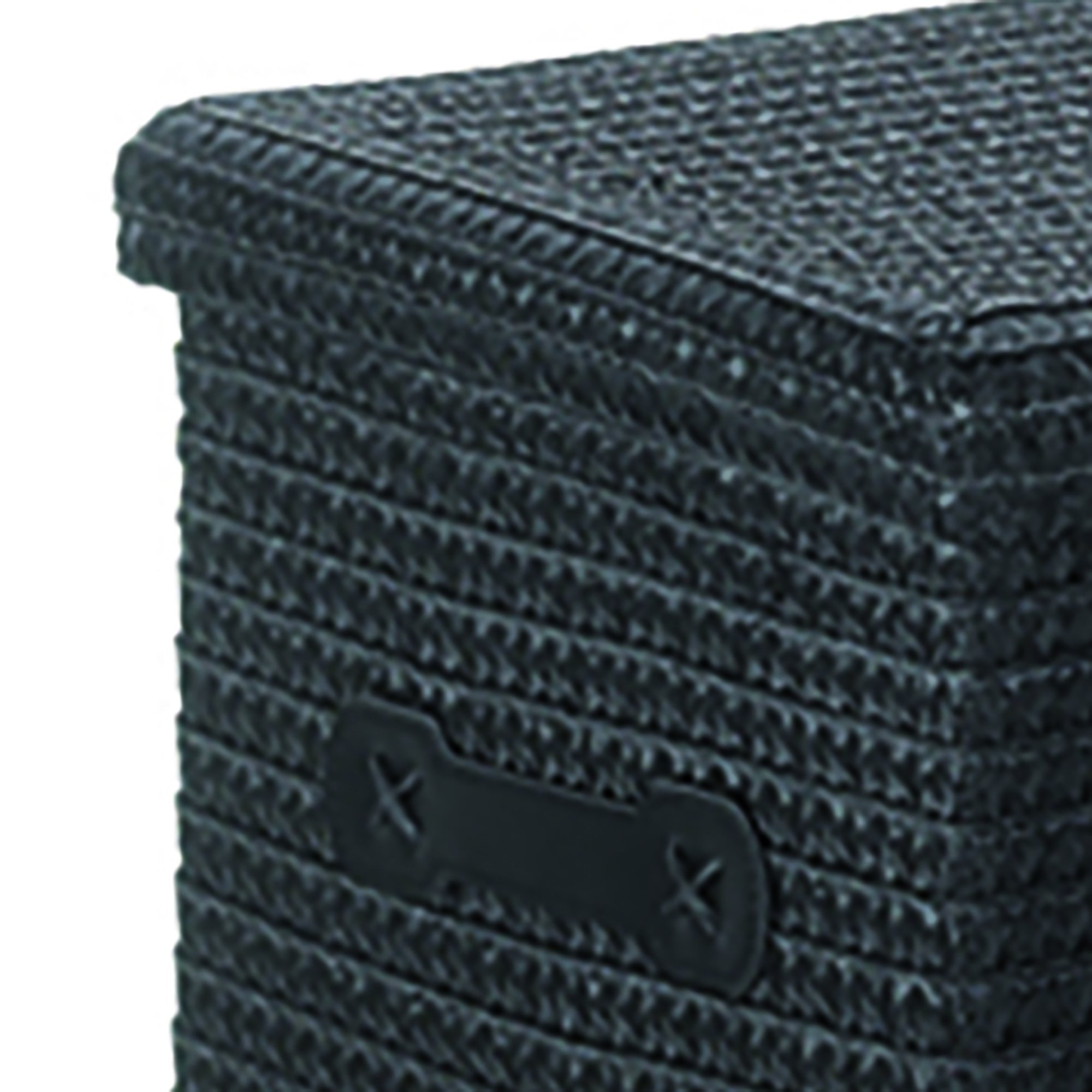 3-Piece Black Straw Basket Set with Lids - Stylish Storage for Kitchen, Bathroom & Home Organization | Kela Rimossa 32124