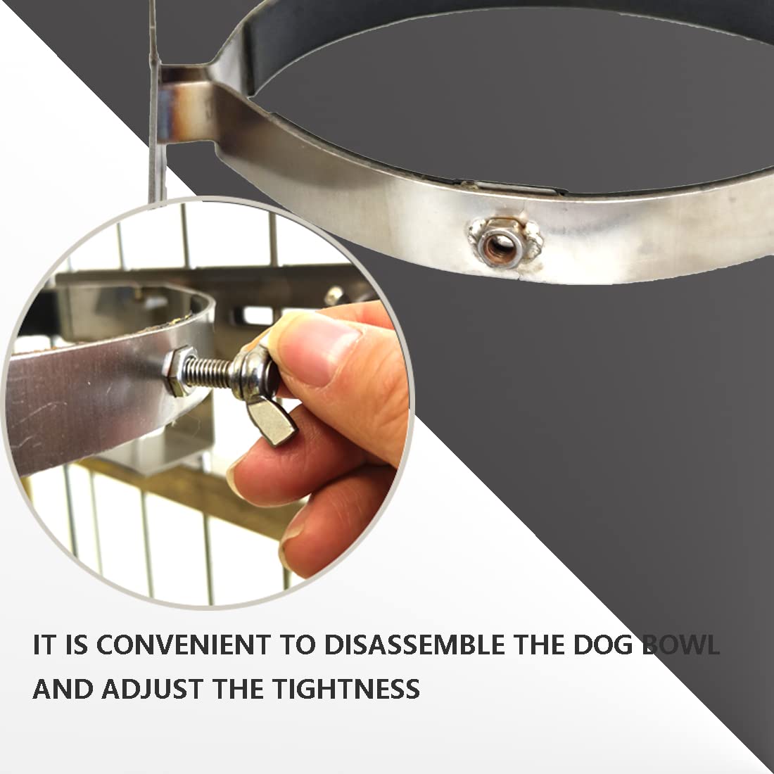 Stainless Steel Dog Hanging Bowl - Durable Removable Non-Slip Pet Food & Water Feeder for Cages (Large 22cm) - Perfect for Travel, Kennels & Outdoor Use