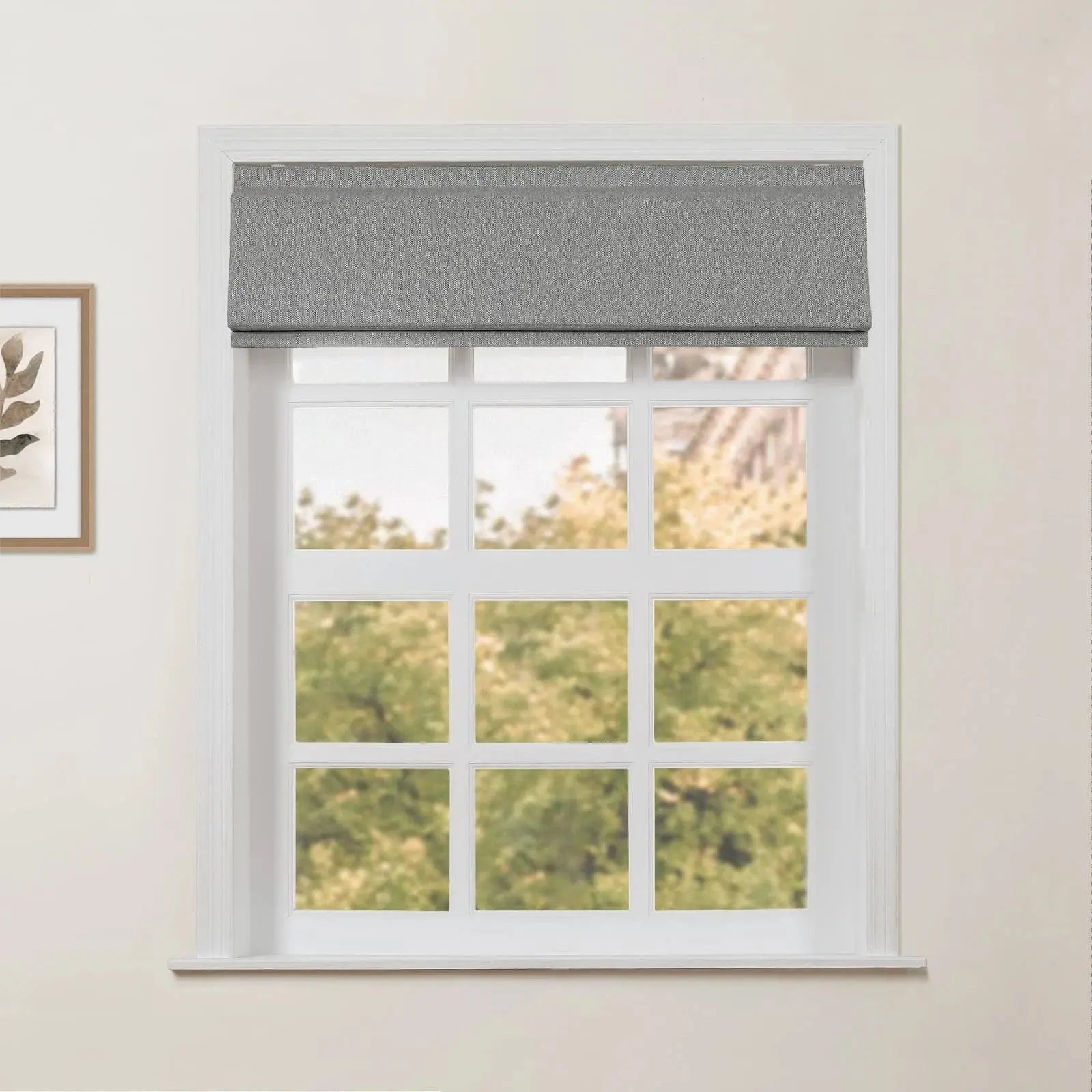 Ron Linen Cotton Herringbone Roman Shade - Cordless Window Treatment for Living Room, Bedroom & Office (Blackout/Sheer Options)