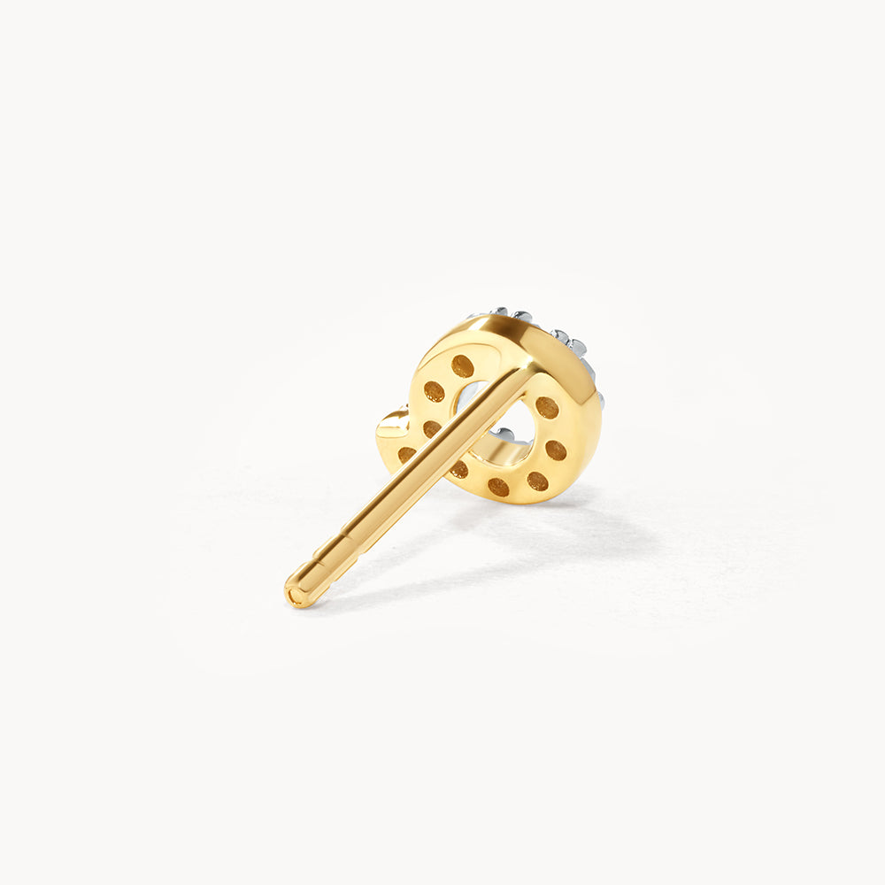 10k Gold Diamond Letter Q Single Stud Earring - Elegant Initial Jewelry for Women, Perfect for Gifts, Birthdays & Everyday Wear