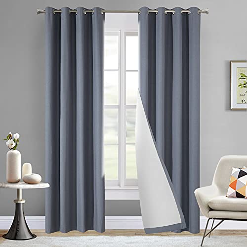 Haze Blue 100% Blackout Curtains, Grommet