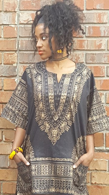 Stylish Black and Gold African Print Dashiki Shirt for Men - Traditional Ankara Design DP3763W - Perfect for Cultural Events, Weddings & Afrocentric Fashion