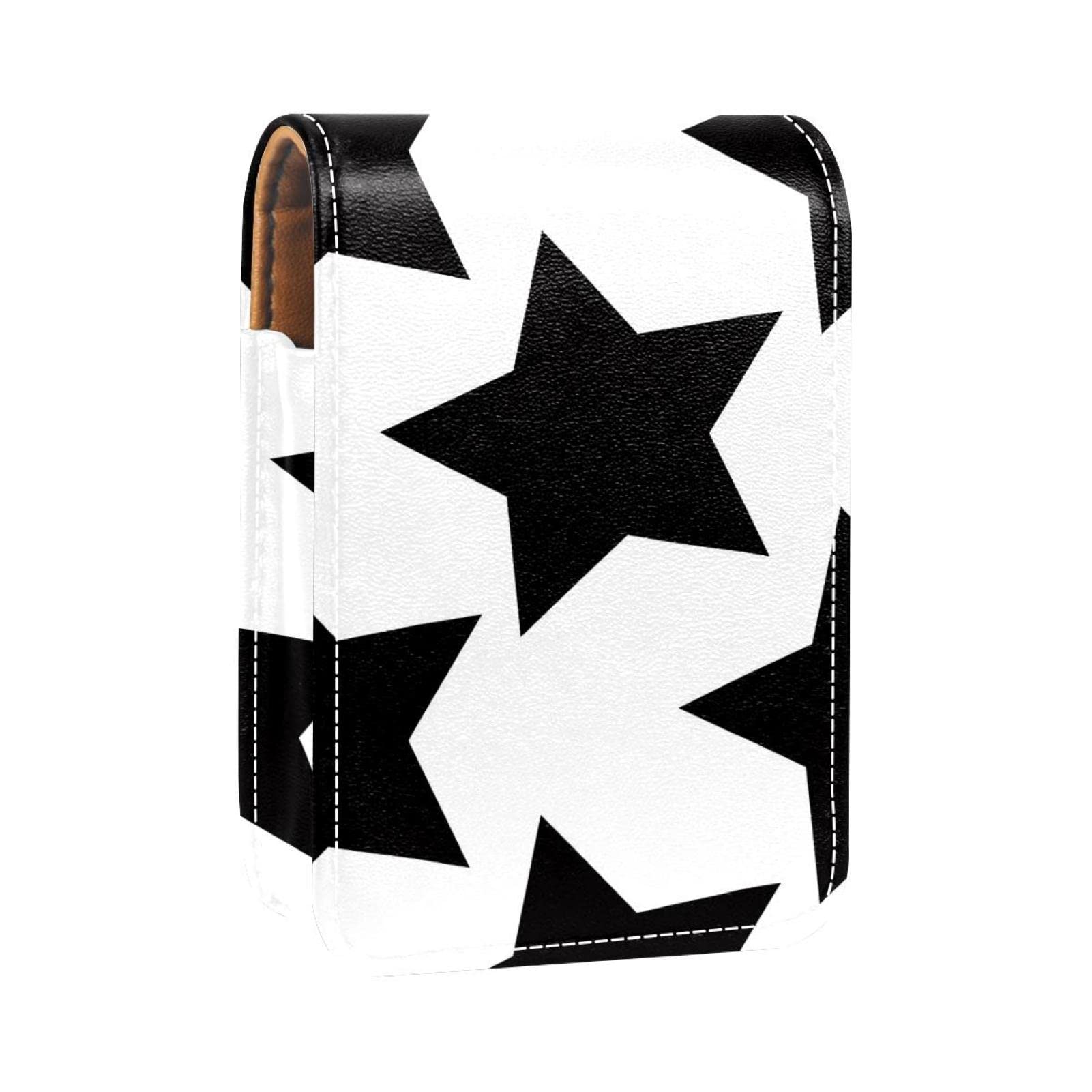 Personalized Lipstick Case - Black Stars Cosmetic Pouch for Travel & Daily Use