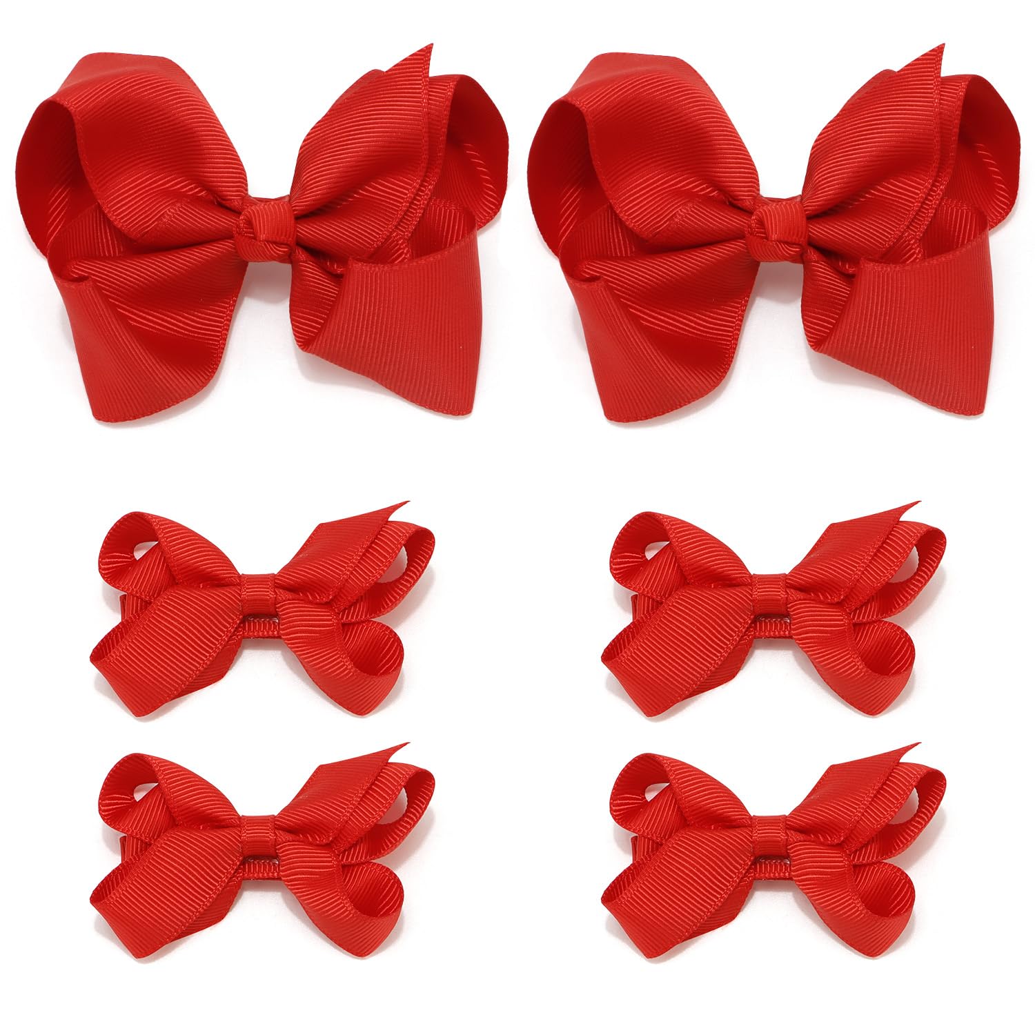 6PCS Handmade Grosgrain Ribbon Hair Bows with Alligator Clips - Red Hair Accessories for Girls, Toddlers & Kids | Perfect for Christmas Gifts, Birthday Parties, School Events & Daily Hair Styling