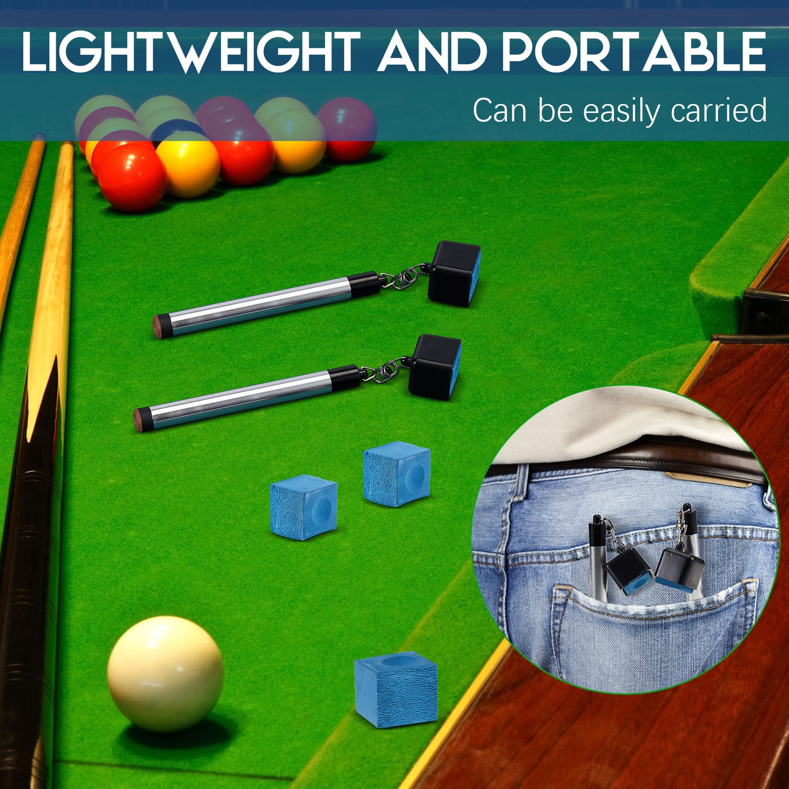 Meooeck 2 in 1 Pool Cue Chalk Holder & Tip Pricker - 2 Pack Non-Slip Billiard Accessories for Snooker, Pool Table, Game Room, and Bar Use