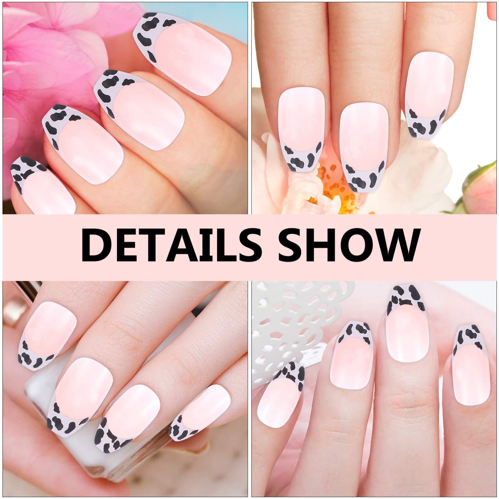 Beaupretty 48pcs Milk Pattern Press on Nails - Full Cover Artificial Nail Tips with Nail Art Stickers & Decals for DIY Nail Decorations | Perfect for Parties, Weddings, and Everyday Glam