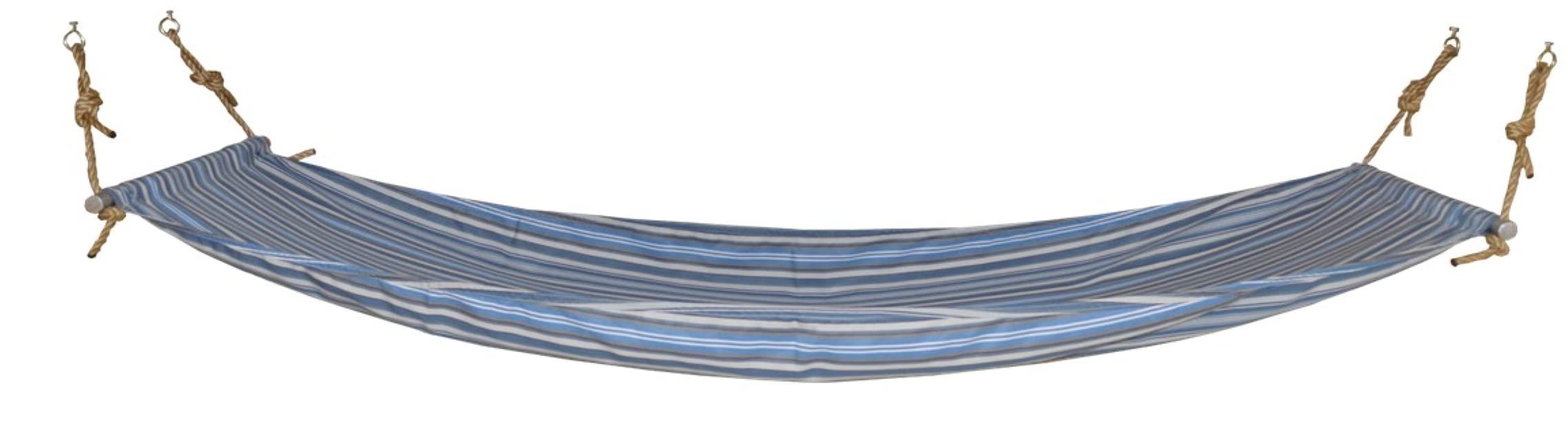 Premium Double Hammock with Heavy-Duty Hanging Kit - Blue & White Striped Design for Backyard, Camping & Outdoor Relaxation