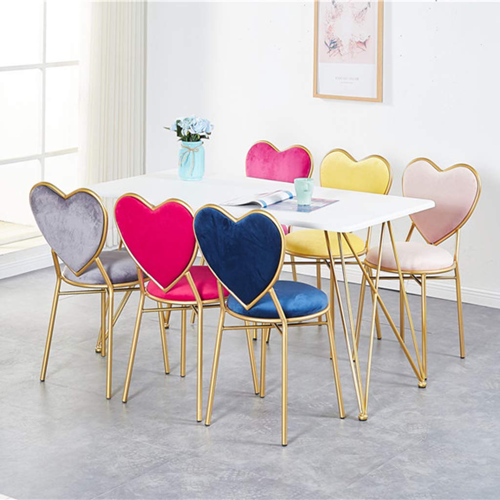 JHSLXD Gold Love Shape Makeup Vanity Chair - Elegant Iron Art Dining & Lounge Armchair for Girls Bedroom, Restaurant, Reading Nook - Multipurpose Decorative Furniture (Gray)
