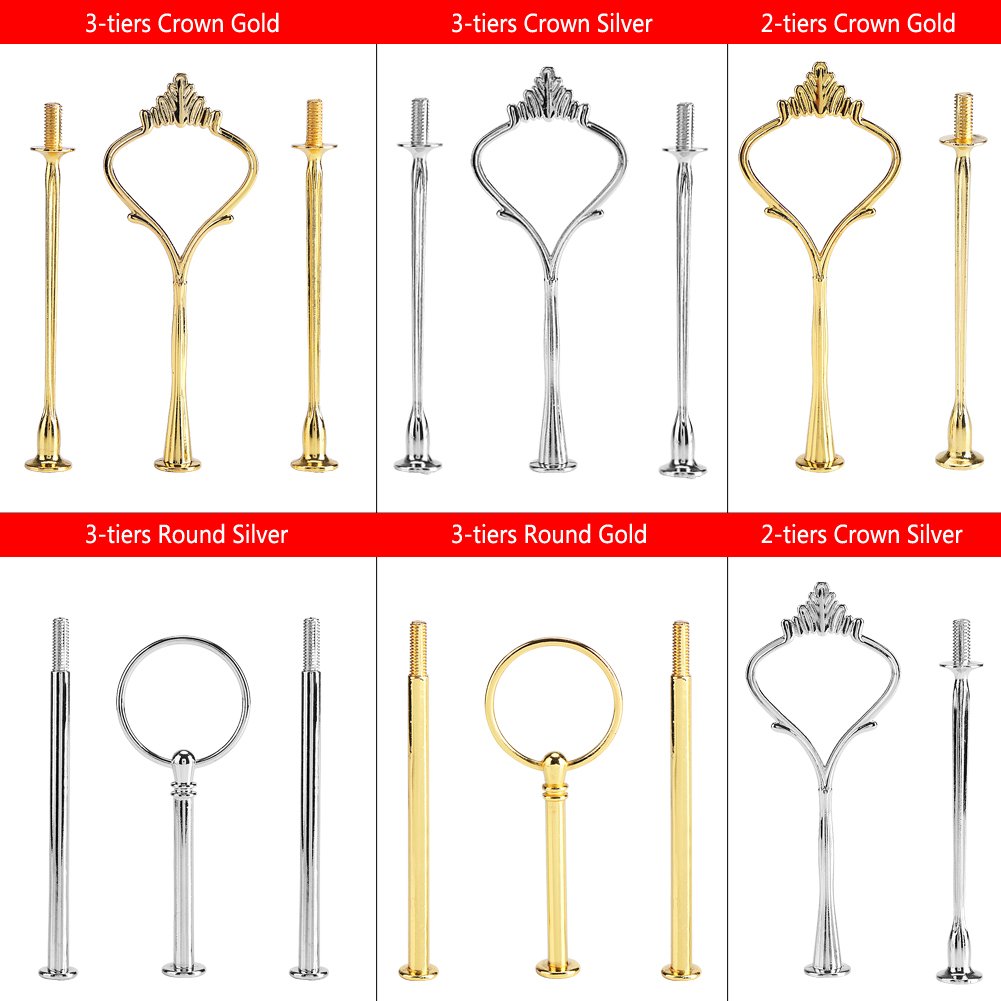 Gold Cake Plate Stand Handle - 3-Tier Cake & Fruit Display Rack with Durable Holder - Perfect for Wedding, Birthday, Dessert Tables & Buffet Serving Accessories