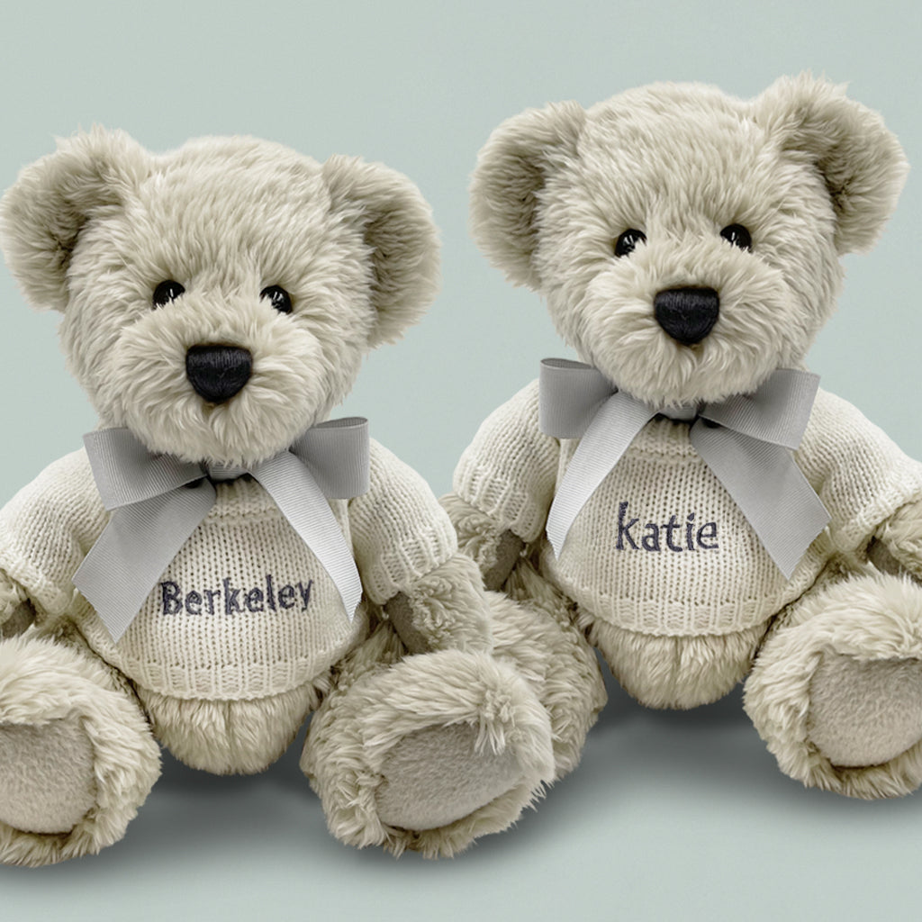 Personalized Twins Berkeley Bear and Blanket Set - Custom Plush Toy & Soft Baby Blanket Gift for Newborns, Siblings - Perfect for Nursery Decor, Christening, Baby Showers & First Birthday Presents