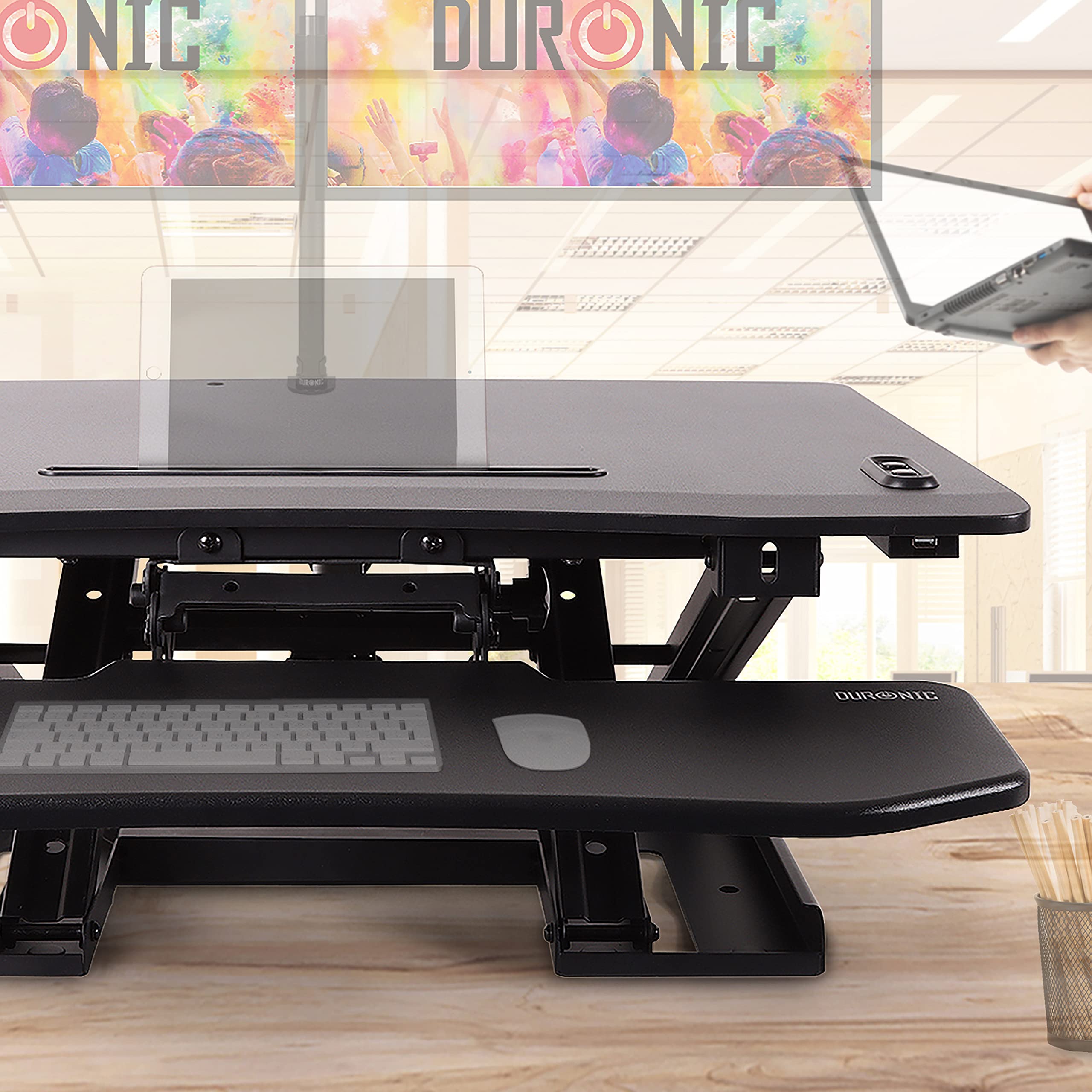 Electric Height Adjustable Standing Desk DM05D9 | 31.5x24.4 Inch Ergonomic Workstation with 13.5-44cm Lift Range | Computer Riser for Home Office, Gaming Setup & Remote Work | PC Monitor Stand, Laptop & Keyboard Platform