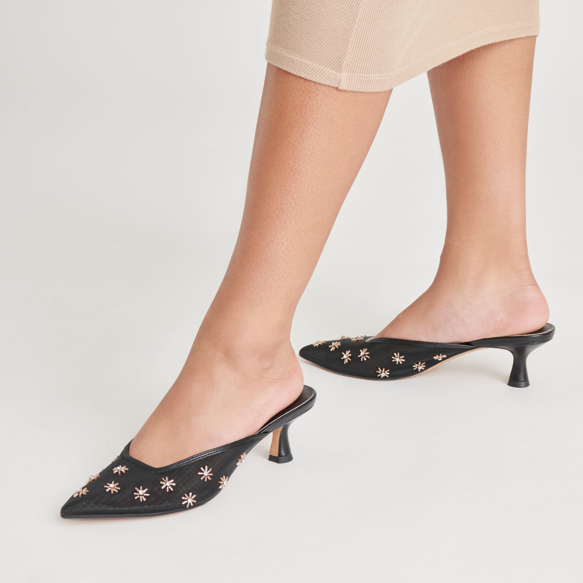 CLARA HEELS - Black Mesh Women's High Heels for Party, Wedding & Evening Wear | Comfortable Dress Shoes for Women