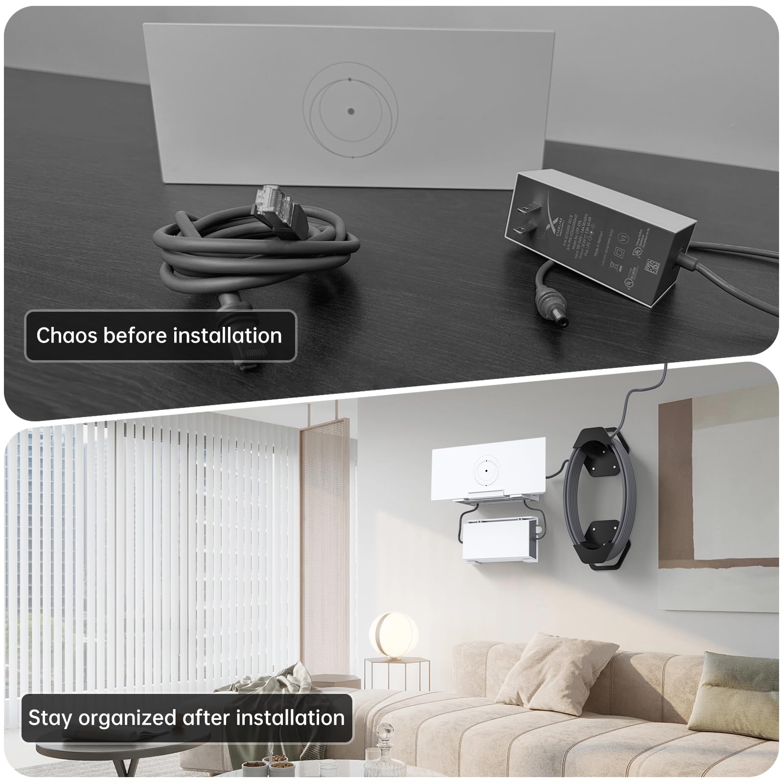 Starlink Ethernet Cable Caddy & Mounting Kit - ABS Stable Cable Management Accessories for Standard Actuated Starlink Cable, Gen3 V3 Extension Cable Organizer - Perfect for Home & Outdoor Starlink Internet Setup