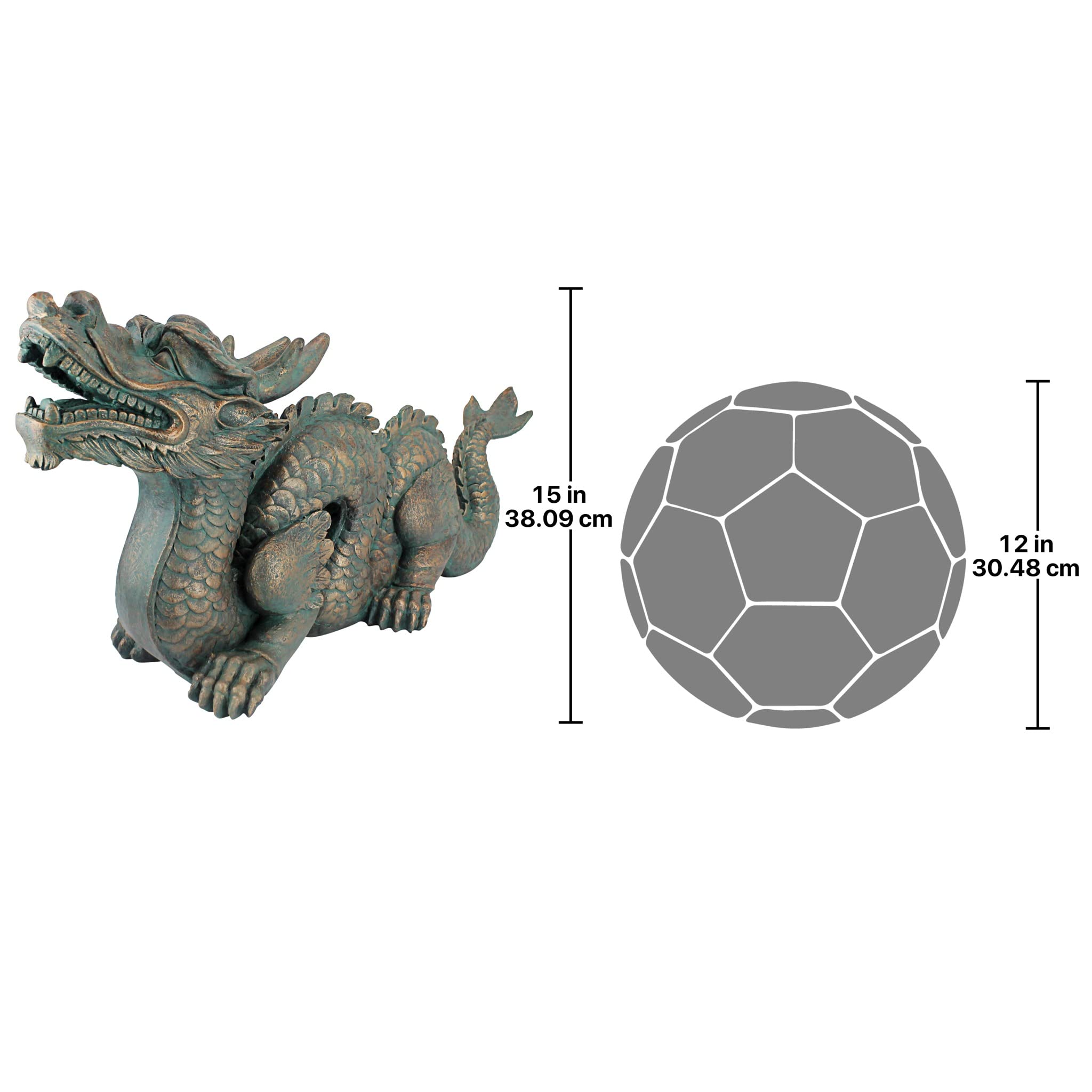 Design Toscano Asian Dragon of the Great Wall Garden Statue - 29 Inch Large Cast Stone Resin Outdoor Decor with Green Bronze Verdigris Finish - Perfect for Asian-Themed Gardens, Patios, and Landscape Design