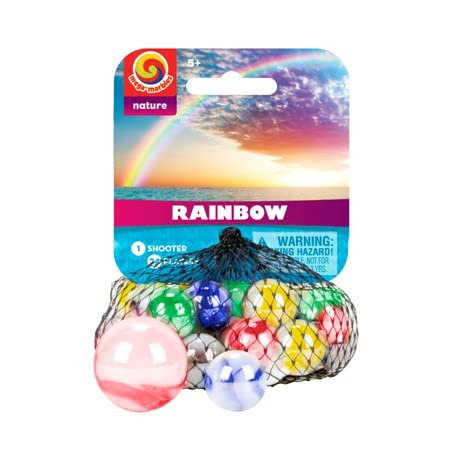 24-Piece Rainbow Marble Set with 1 Shooter Marble - Classic Game for Kids & Family Fun - Perfect for Marble Games, DIY Crafts, and Educational Play