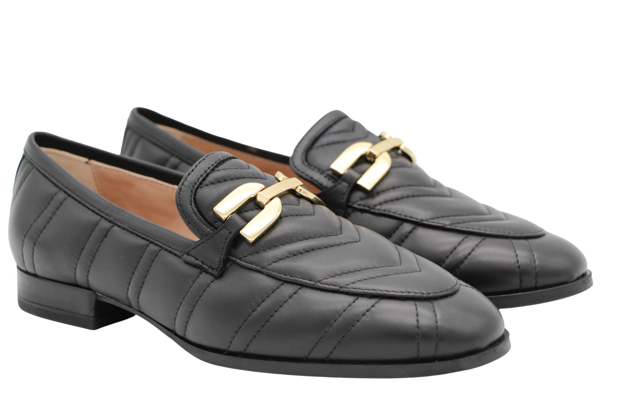 Unisa Dexter Black Quilted Leather Loafer - Comfortable Women's Slip-On Shoes for Work, Office & Casual Wear