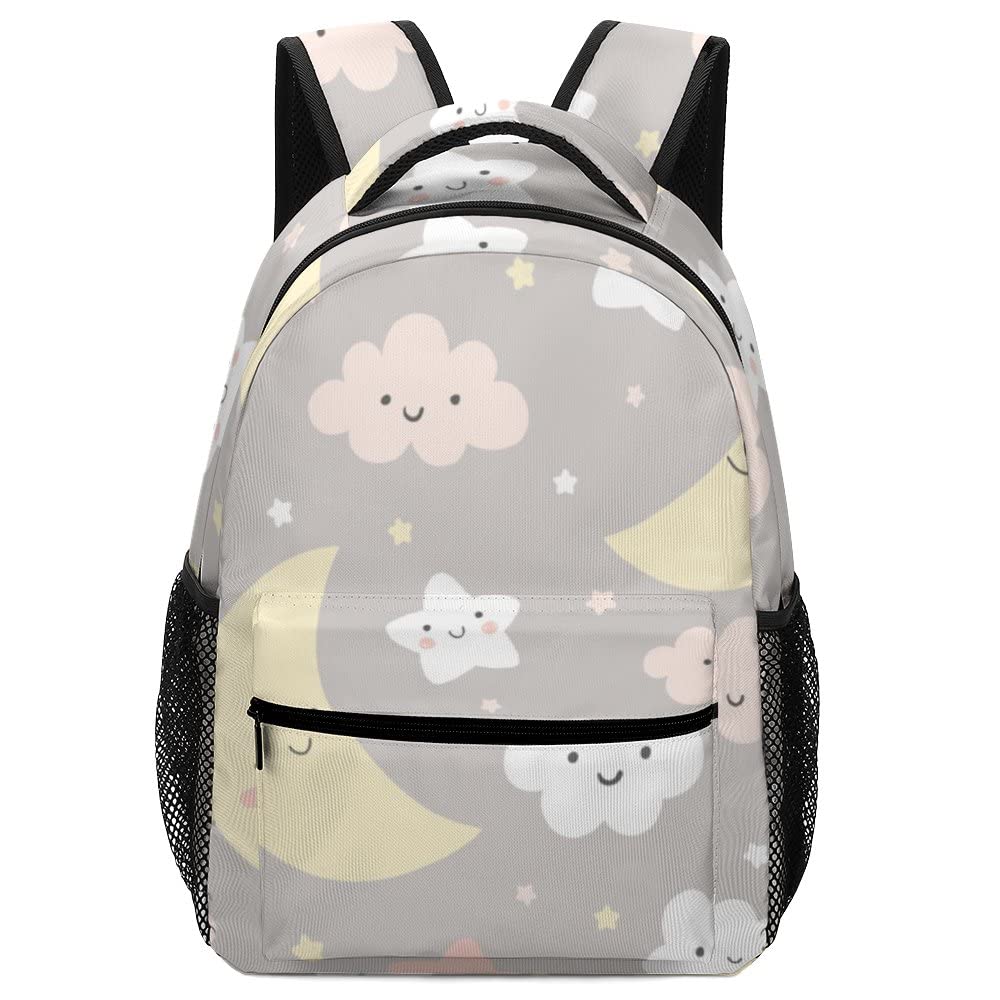 Lightweight School Backpack for Boys & Girls - Cute Smiling Night Sky Design, Durable Travel Bag for Students | Perfect for School, College & Daily Commute