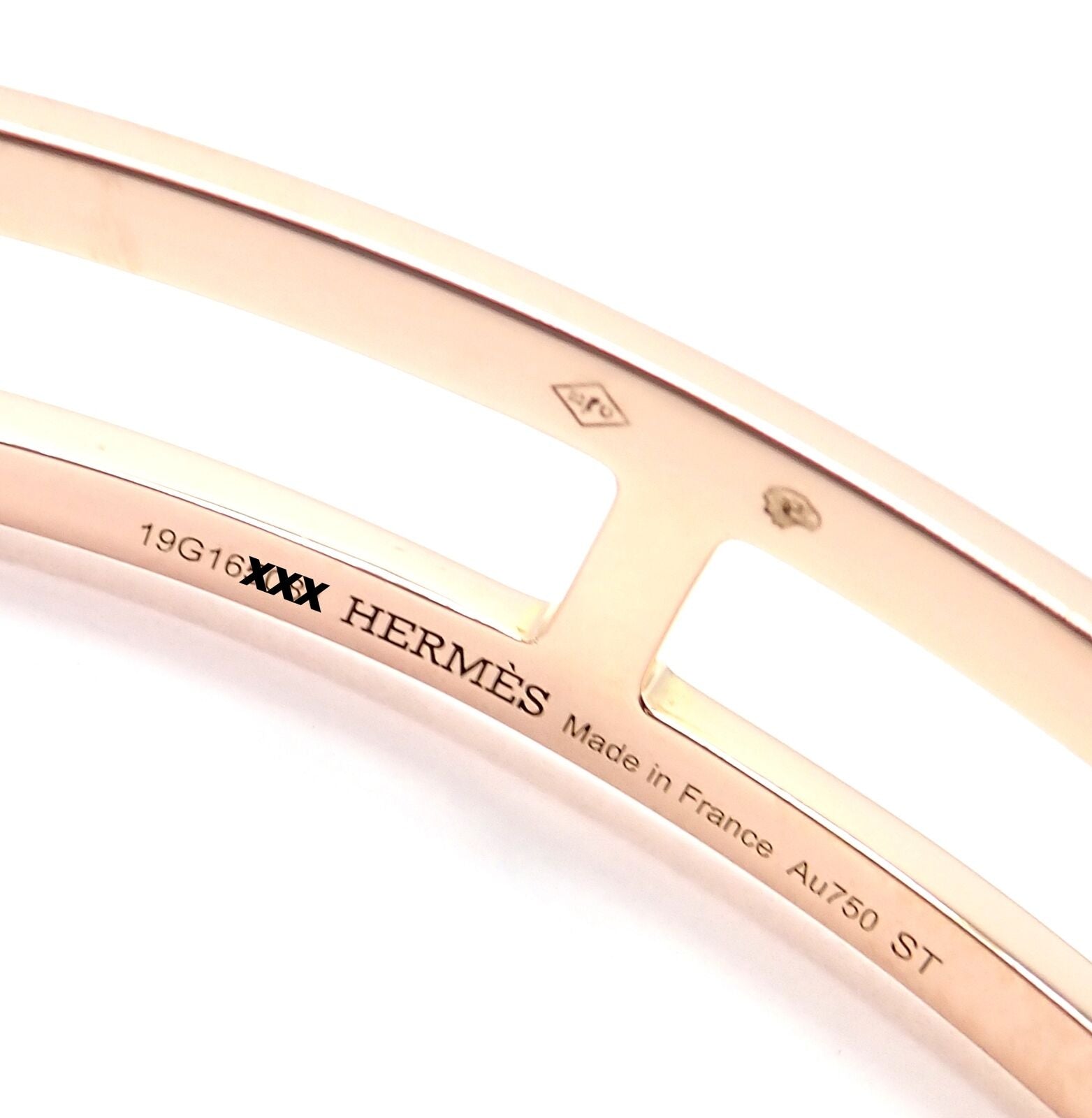 Authentic Hermes 18k Rose Gold H Open Cuff Bangle Bracelet - Luxury Jewelry for Women, Elegant Gift for Birthday, Anniversary & Special Occasions