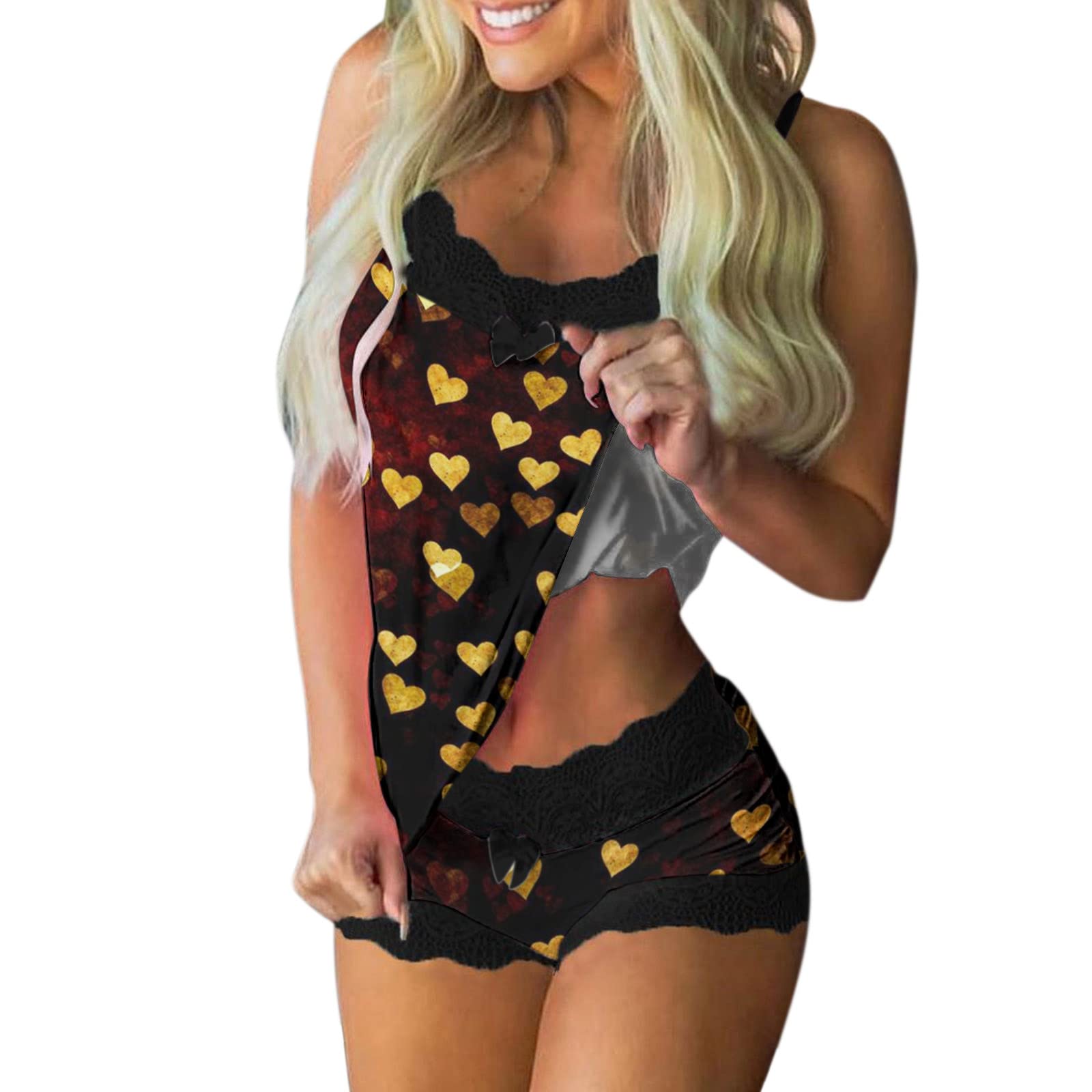 Women's Lace Pajama Set - Sexy Camisole & Shorts Nightwear for Summer Sleepwear, Lounge Wear & Romantic Nights