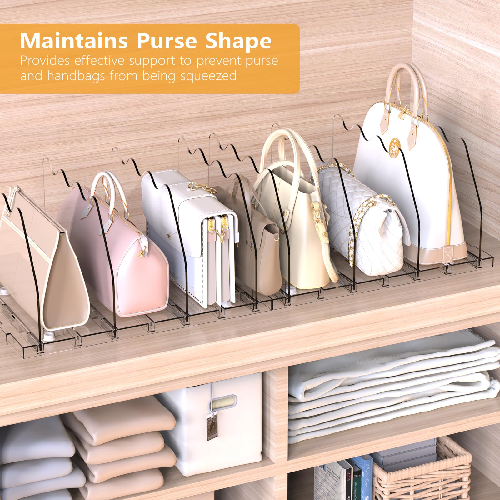 Ronlap Clear Purse Storage Organizer for Closet - 2 Pack Handbag Dividers & Shelf Organizers | Perfect for Closet Organization, Handbag Display & Space Saving Storage