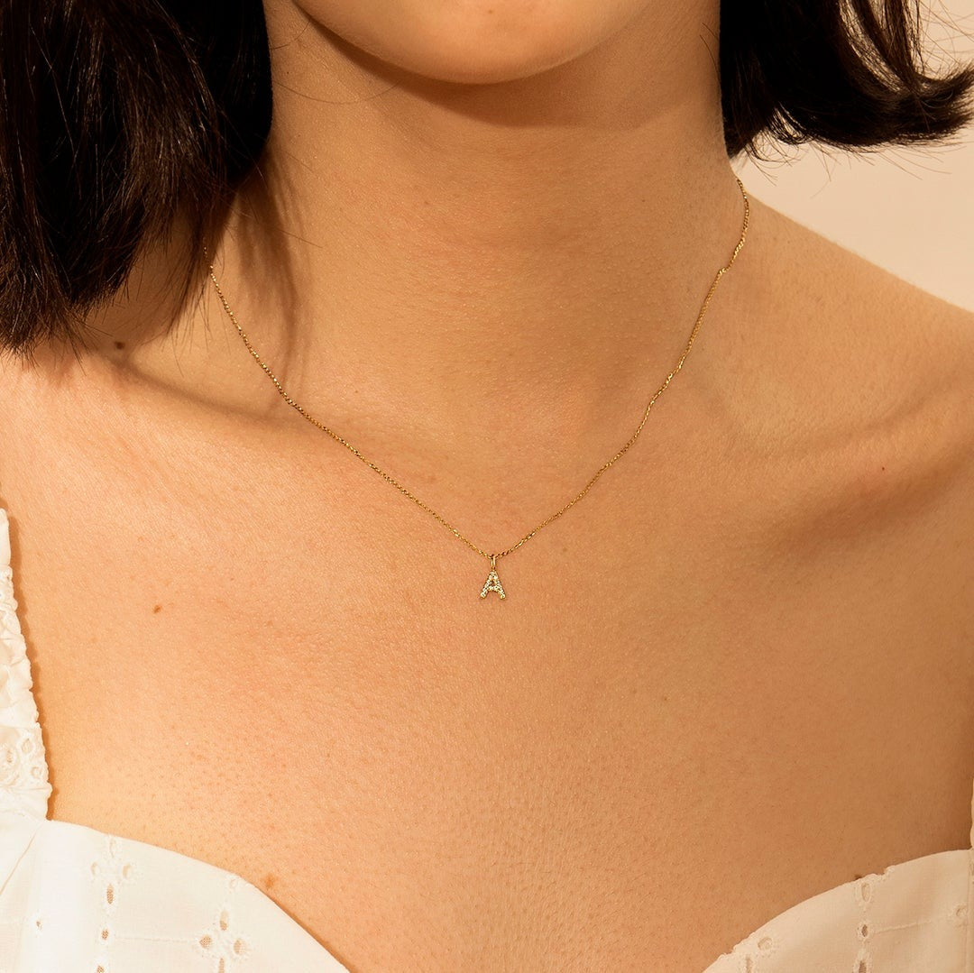 14K Yellow Gold Diamond Initial Charm Pendant - Personalized Name Necklace for Women, Perfect Gift for Birthday, Anniversary & Valentine's Day