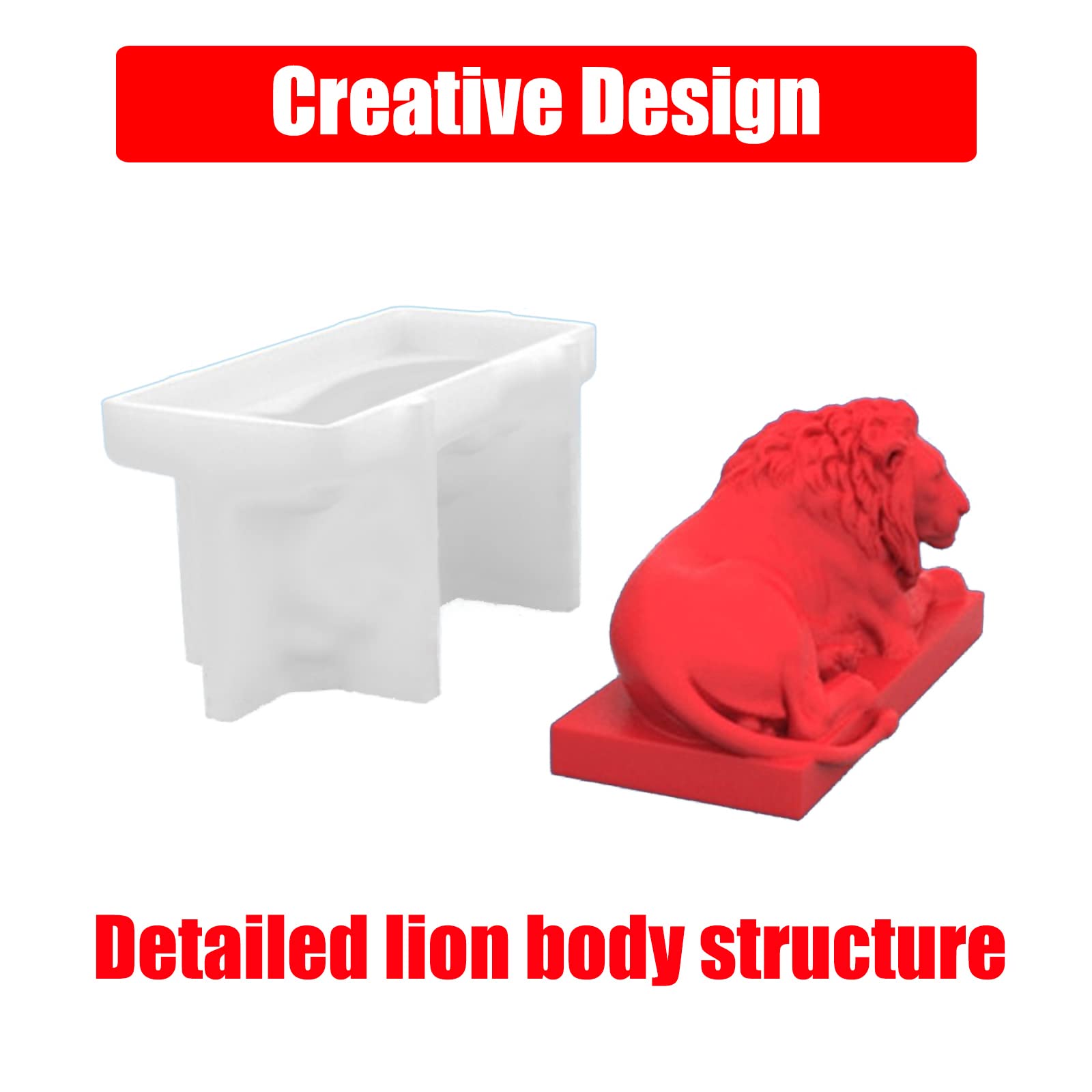3D Lion Statue Silicone Molds for Candle Making, DIY Cake, Chocolate & Soap Molds - Halloween Resin Craft Supplies for Home Decor & Aromatherapy Gifts