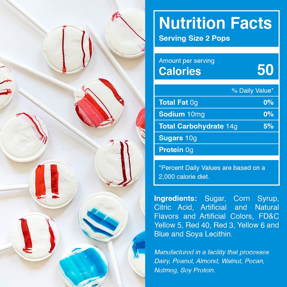 Patriotic Pops by Candy Creek - Wild Strawberry & Blueberry Blast Lollipops (230 Count) - Bulk Party Favors for 4th of July, Memorial Day & Patriotic Parades