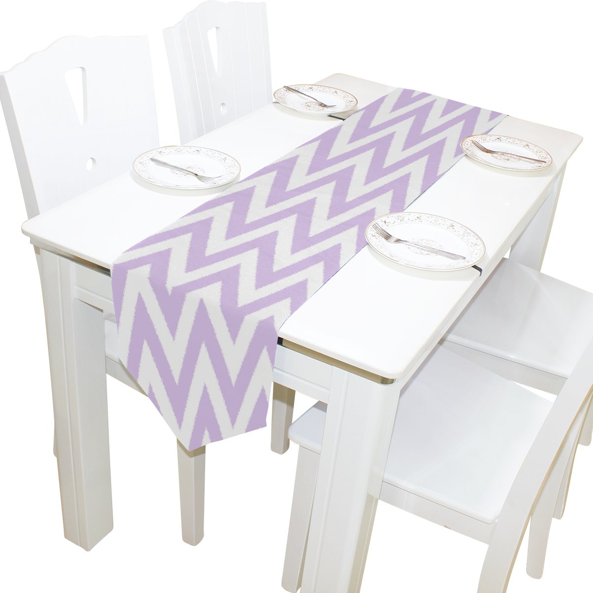 ALAZA Lavender Purple Chevron Table Runner - 13 x 90 Inch Elegant Table Cloth for Wedding, Party & Banquet Decor - Perfect for Dining Table, Coffee Bar & Home Decor
