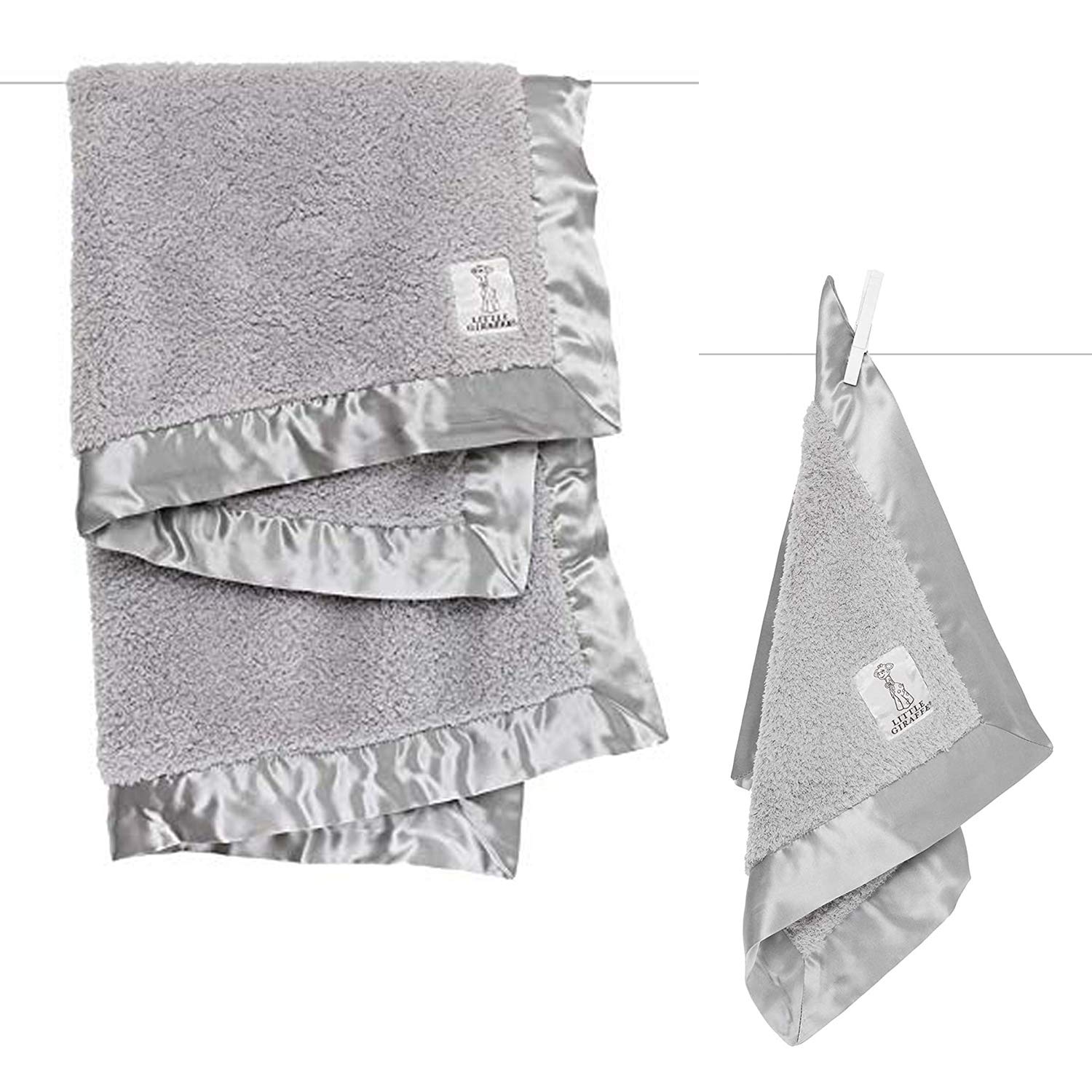 Little Giraffe Baby Gift Set - Soft Chenille Blanket & Stroller Blanket (Silver) | Newborn Essentials, Baby Shower Gift, Nursery Comfort