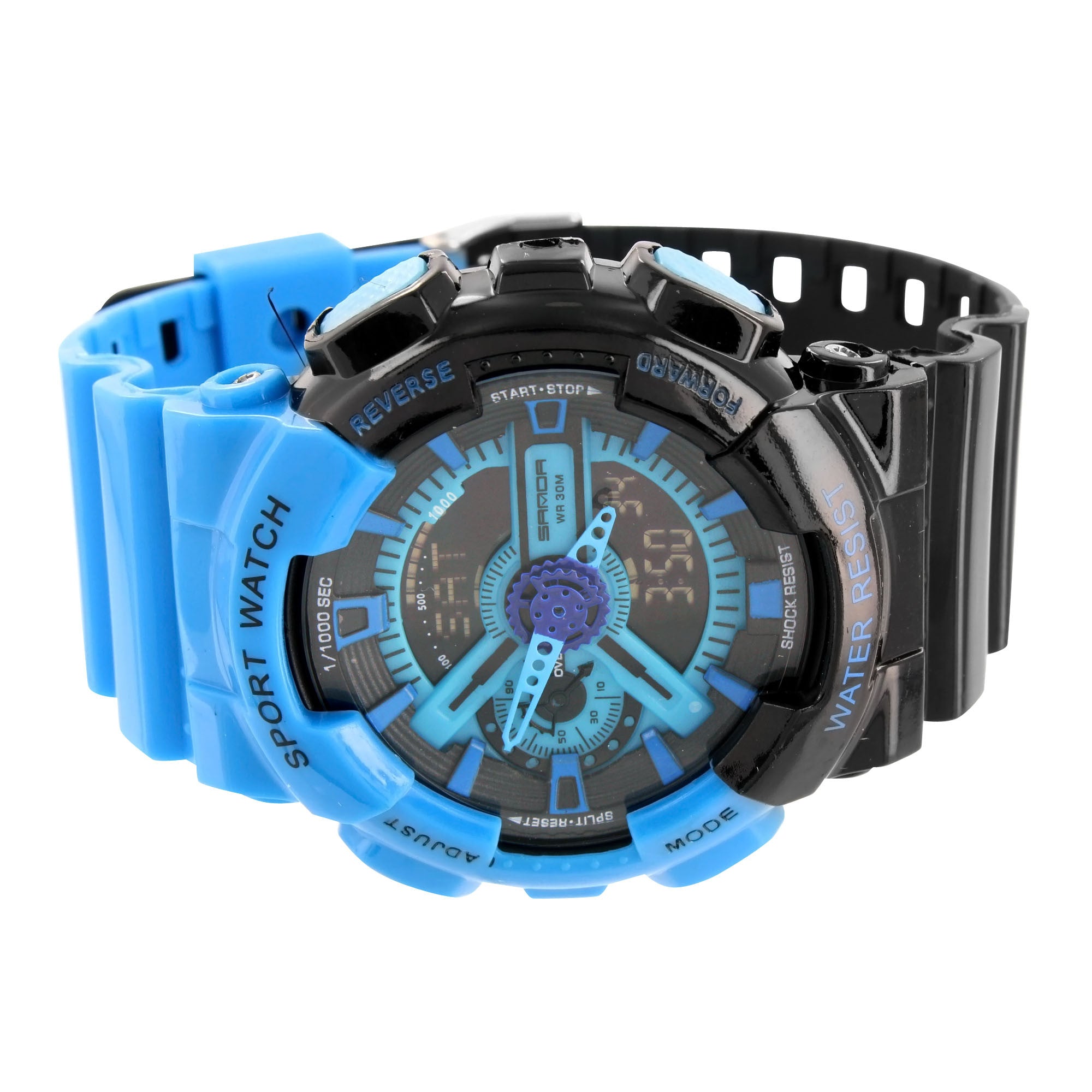 Men's Sports Watch with Black Blue Dial - Digital Analog Waterproof Fitness Tracker for Running, Swimming & Outdoor Activities