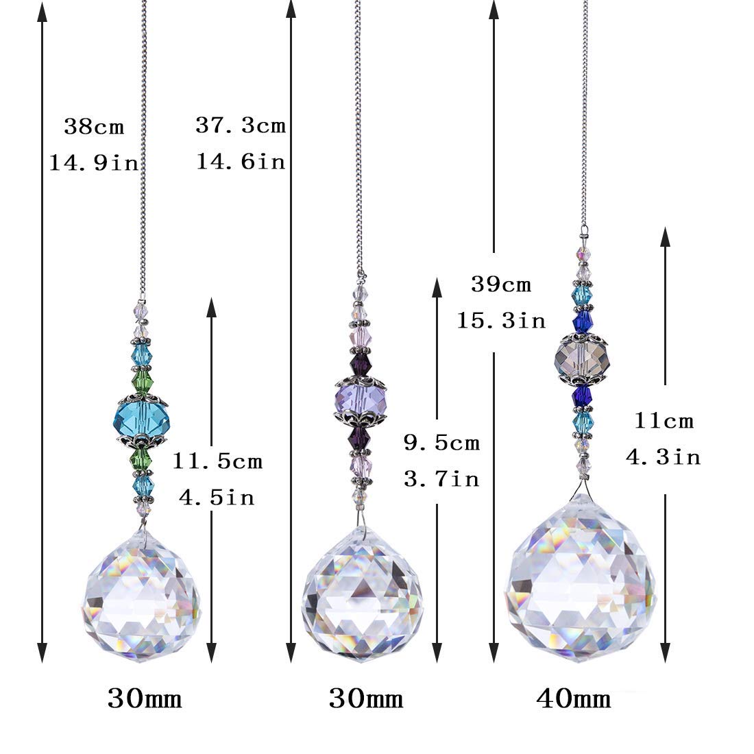 H&D HYALINE & DORA Crystal Prism Ball Rainbow Maker - Pack of 6 (3x2) Glass Sun Catchers with Moon & Heart Pendants for Window Decor, Room Decor, and Gift Giving - Create Beautiful Rainbows in Your Home