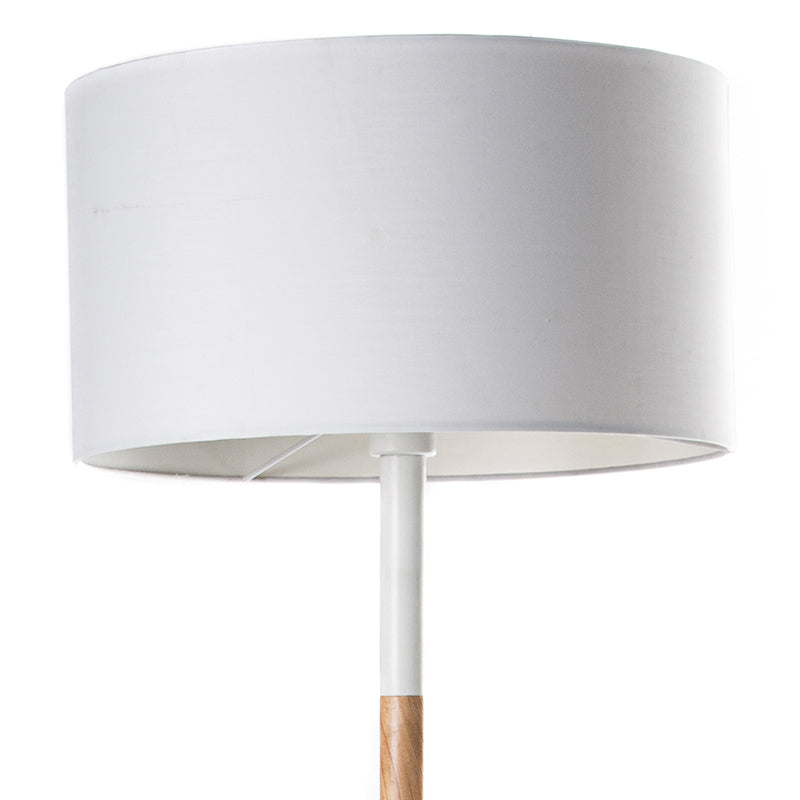 Wooden Floor Lamp 150cm Tall - Modern White & Oak Standing Light for Living Room, Bedroom, or Office Decor