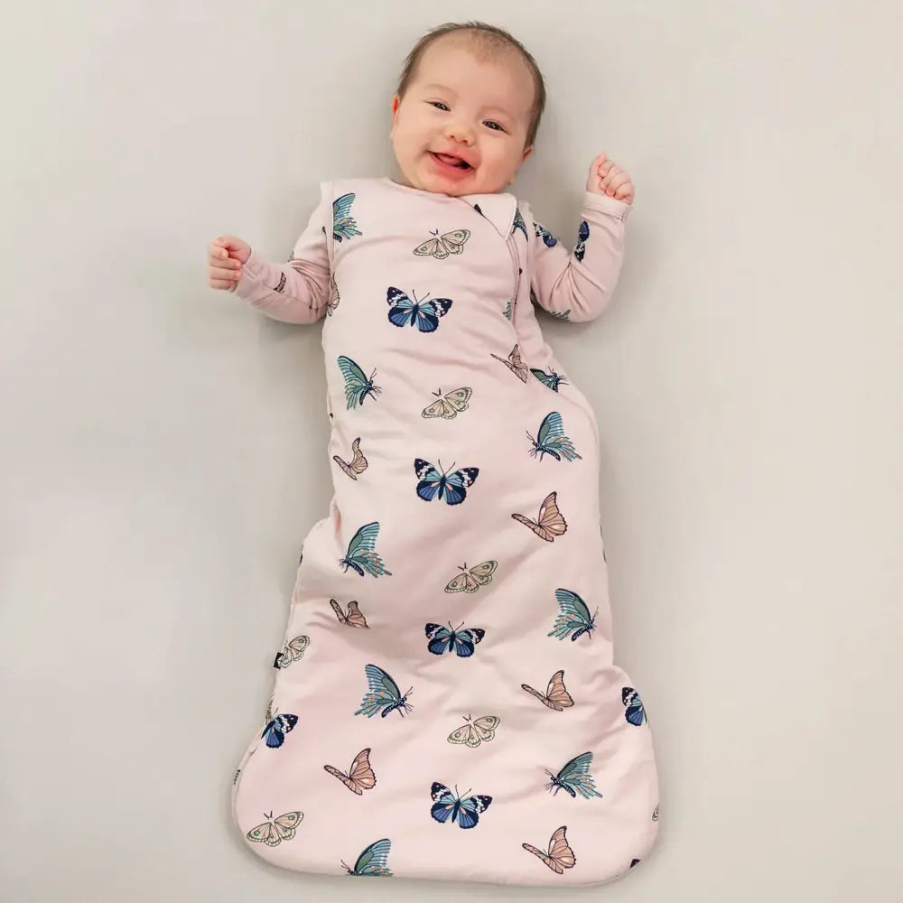 Kyte Baby 1.0 Tog Printed Sleep Sack - Blush Butterfly Design | Soft Baby Sleeping Bag for Newborns & Infants | Perfect for Nursery, Daycare & Travel