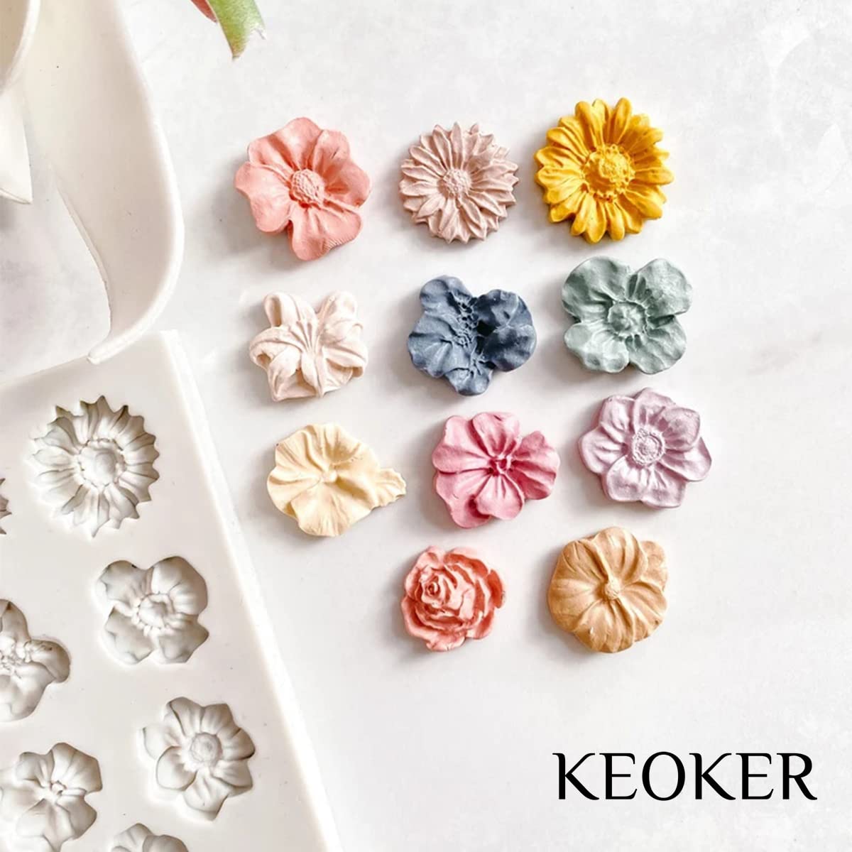 Keoker Medium Flower Polymer Clay Molds - 1 Piece for DIY Jewelry Making, Earrings Decoration & Craft Projects - Perfect for Handmade Earrings, Pendants & Resin Art Creations