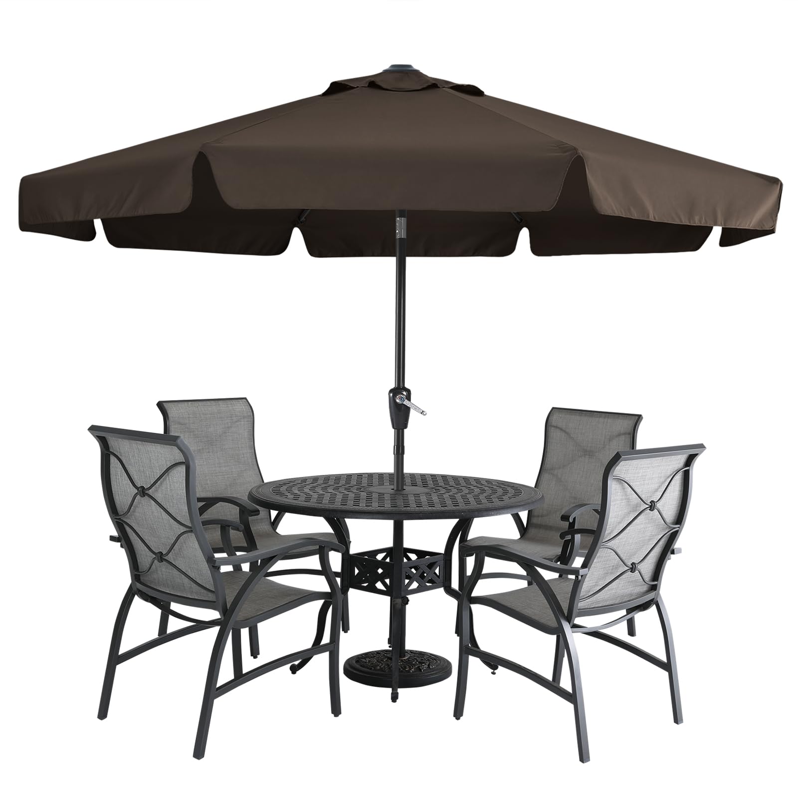 MASTERCANOPY 10ft Brown Patio Umbrella with 8 Ribs - Heavy Duty Outdoor Market Umbrella for Restaurants, Cafes & Backyard Dining - Sun Protection & Weather Resistant