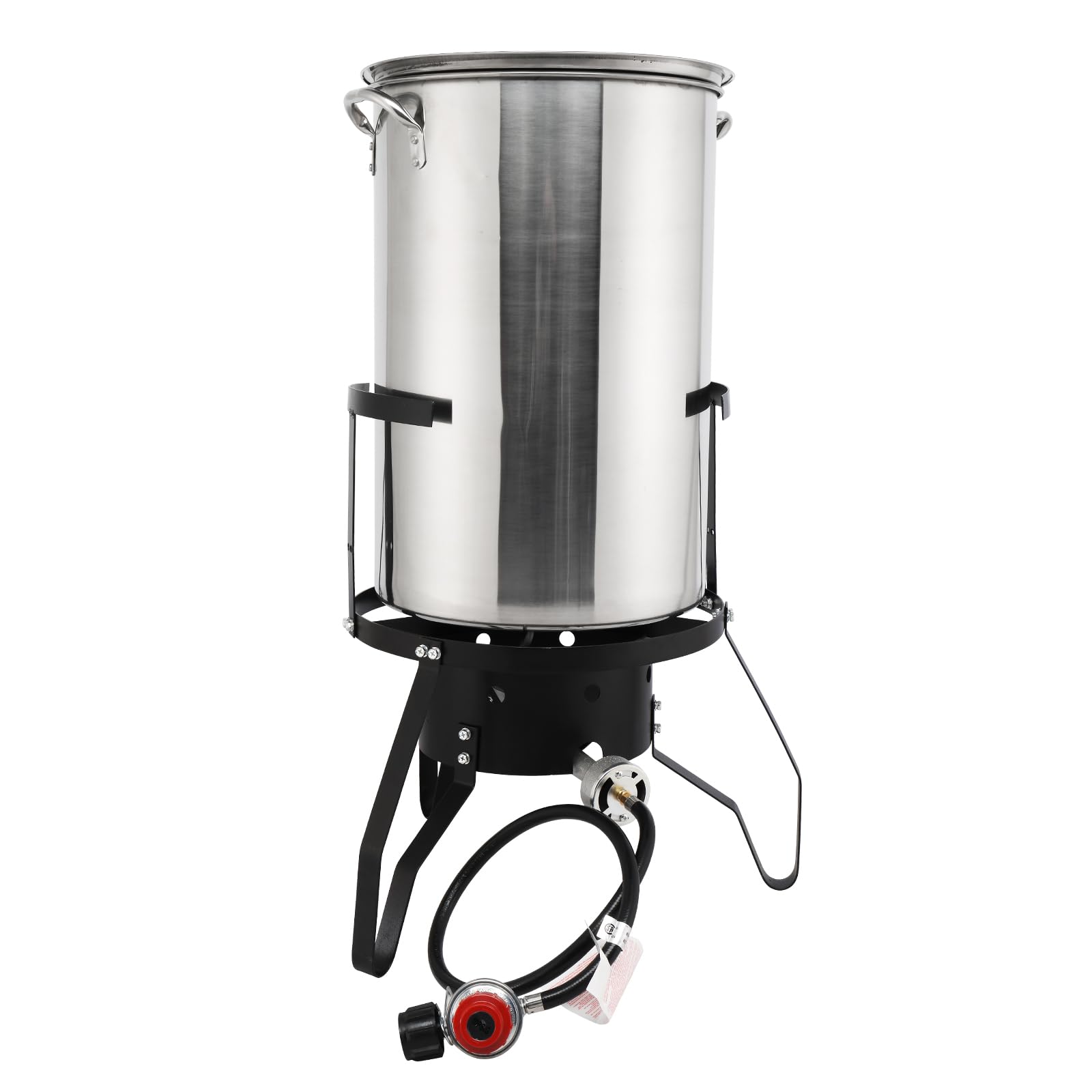 Outvita 50 Qt Aluminum Turkey Deep Fryer Set with 54,000 BTU Propane Burner - Fish & Seafood Boiler Steamer Kit Includes Stand, Injector, Thermometer & Hose - Perfect for Outdoor Cooking, Frying Turkey, Clams, Crawfish, and Seafood Parties (Silver)