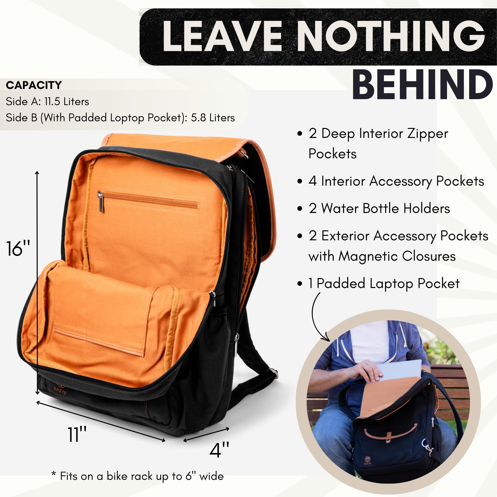 Waterproof Bike Backpack with Laptop Compartment - Convertible Double Pannier Cycling Bag for Commuters, 17.3L Rear Rack Bike Backpack for Men & Women | Perfect for Cycling to Work, School or Outdoor Adventures