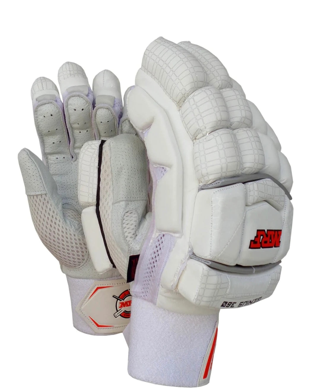 MRF Genius 360 Adult Cricket Batting Gloves - Professional Leather Palm Protection for Cricket Players - Perfect for Practice, Matches & Training Sessions