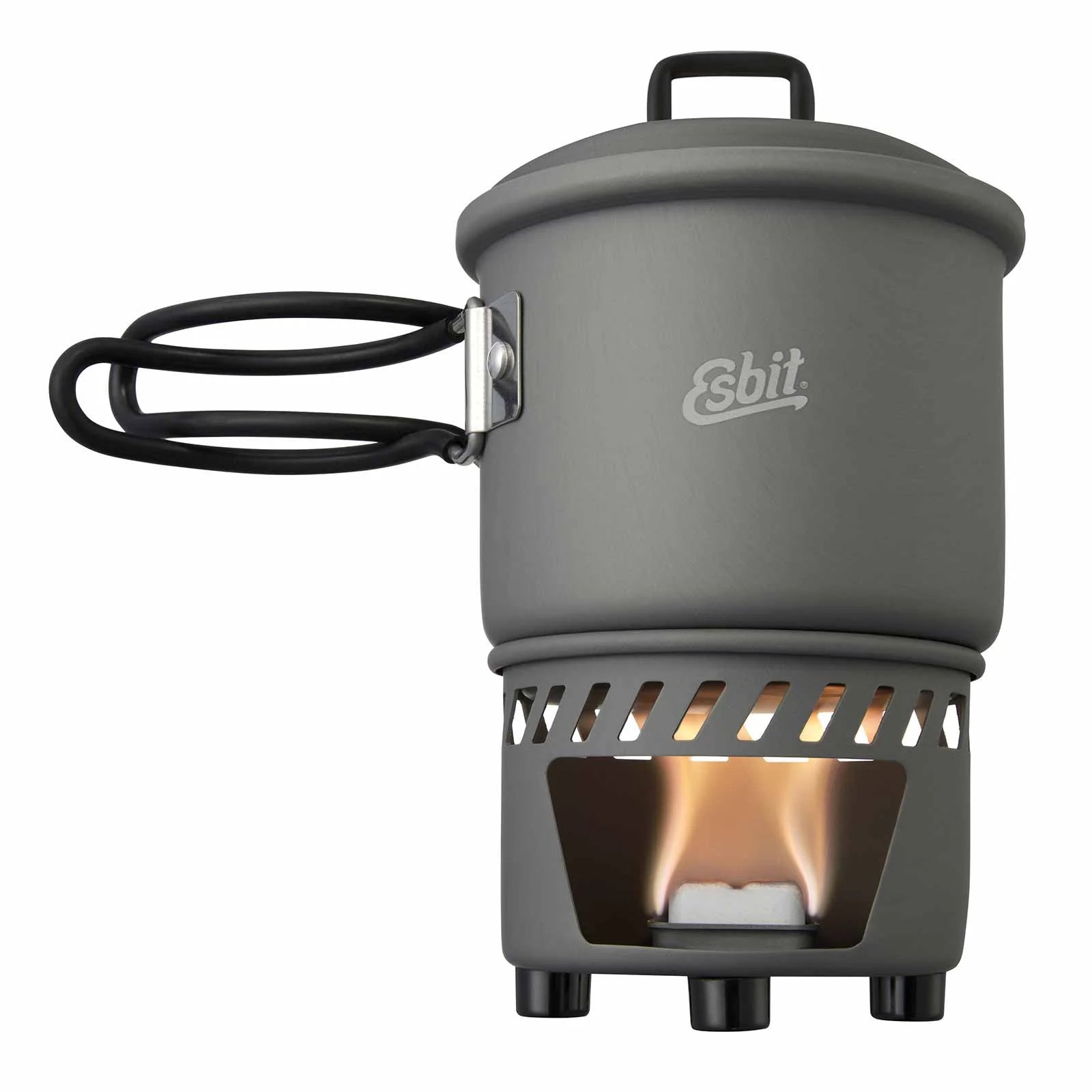 Portable 585ml Hard Anodized Aluminum Camping Cook Set for Solid Fuel - Compact & Lightweight for Backpacking, Hiking & Outdoor Adventures