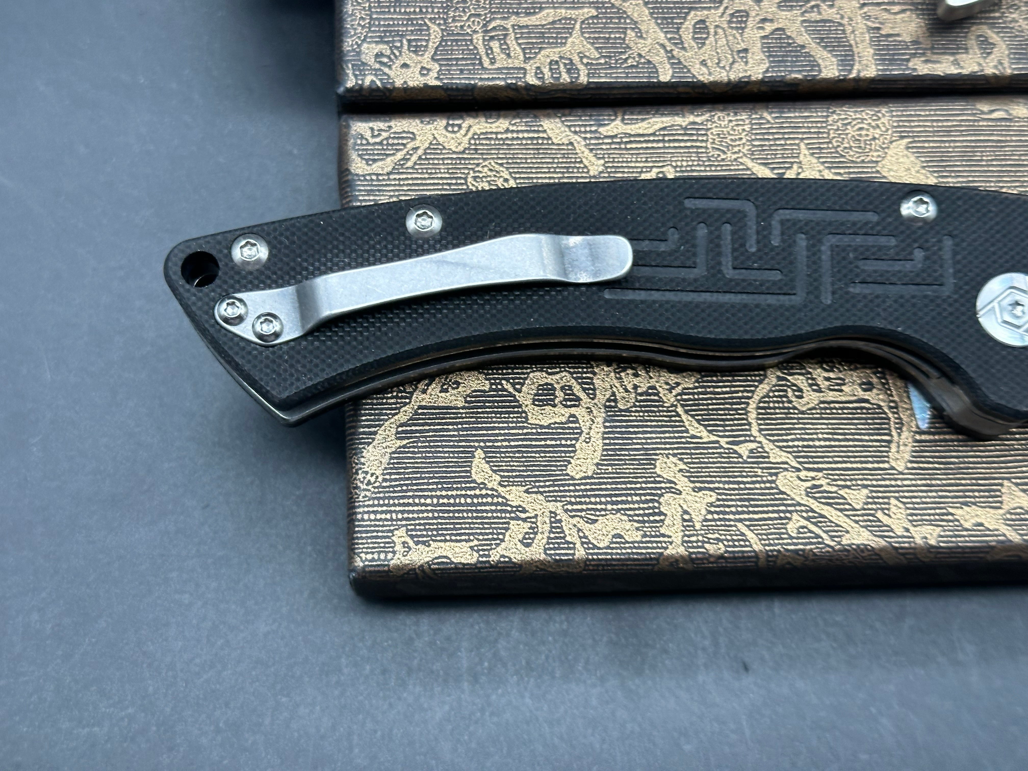 CH 3504 BLK & CH Toucans Black G10 Folding Pocket Knife - EDC, Outdoor Camping, Hiking Survival Tool