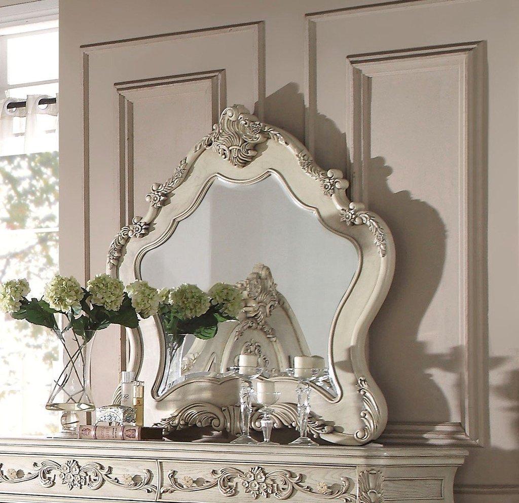 Acme Ragenardus Antique White Wall Mirror 27014 - Elegant Home Decor for Living Room, Bedroom & Entryway