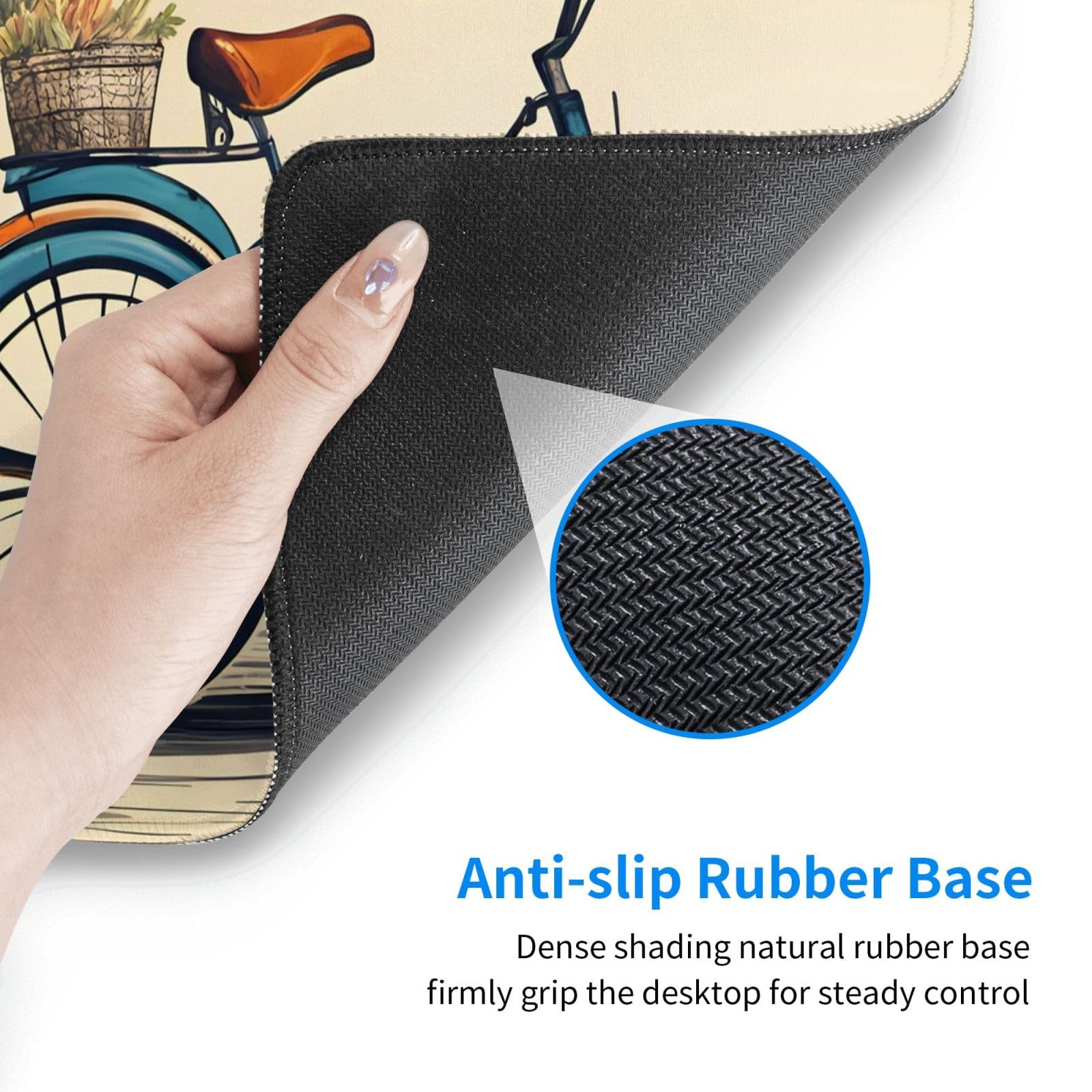 Retro Bicycle Design Large Gaming Mouse Pad 16x29.5 Inches - Non-Slip Thickened Office Desk Mat with Strong Adhesion & Durable Surface for PC, Laptop, Computer Workstation & Home Office Setup